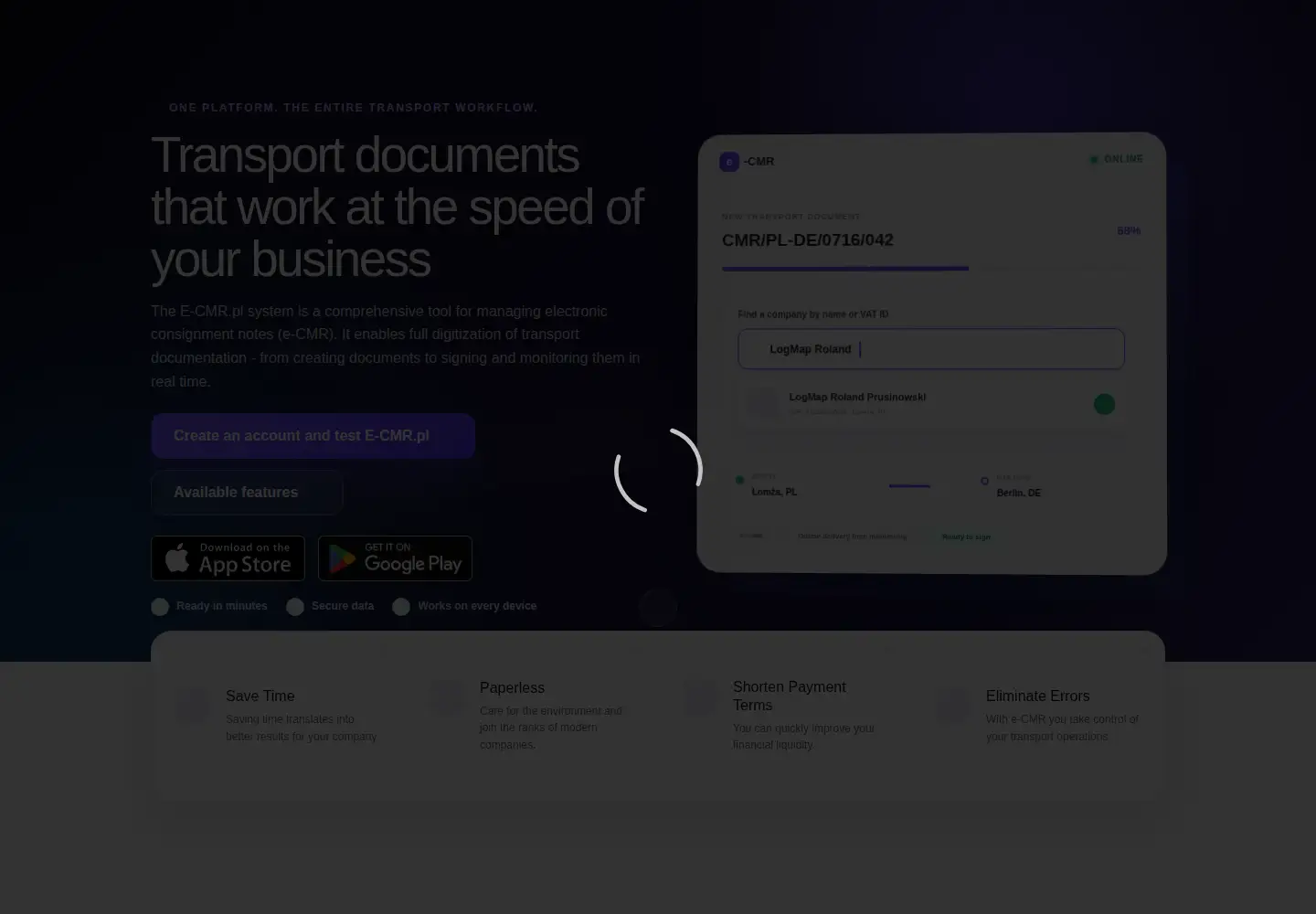 Screenshot of e-cmr.pl