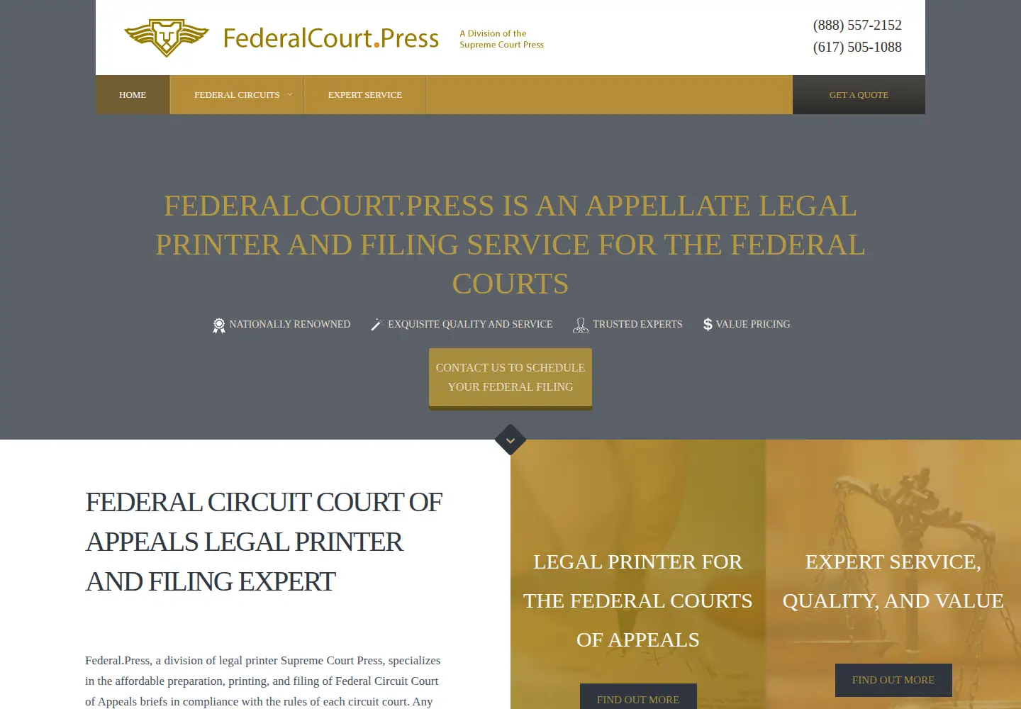 Captured homepage of federalcourt.press in the current scan