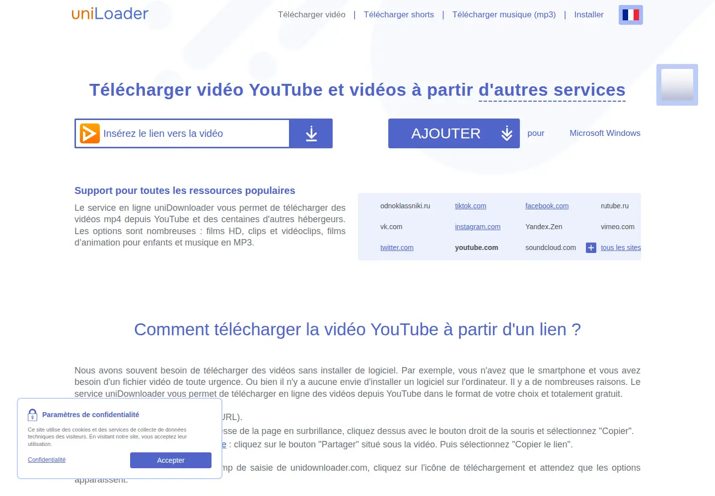 Captured homepage of uniloader.pro in the current scan