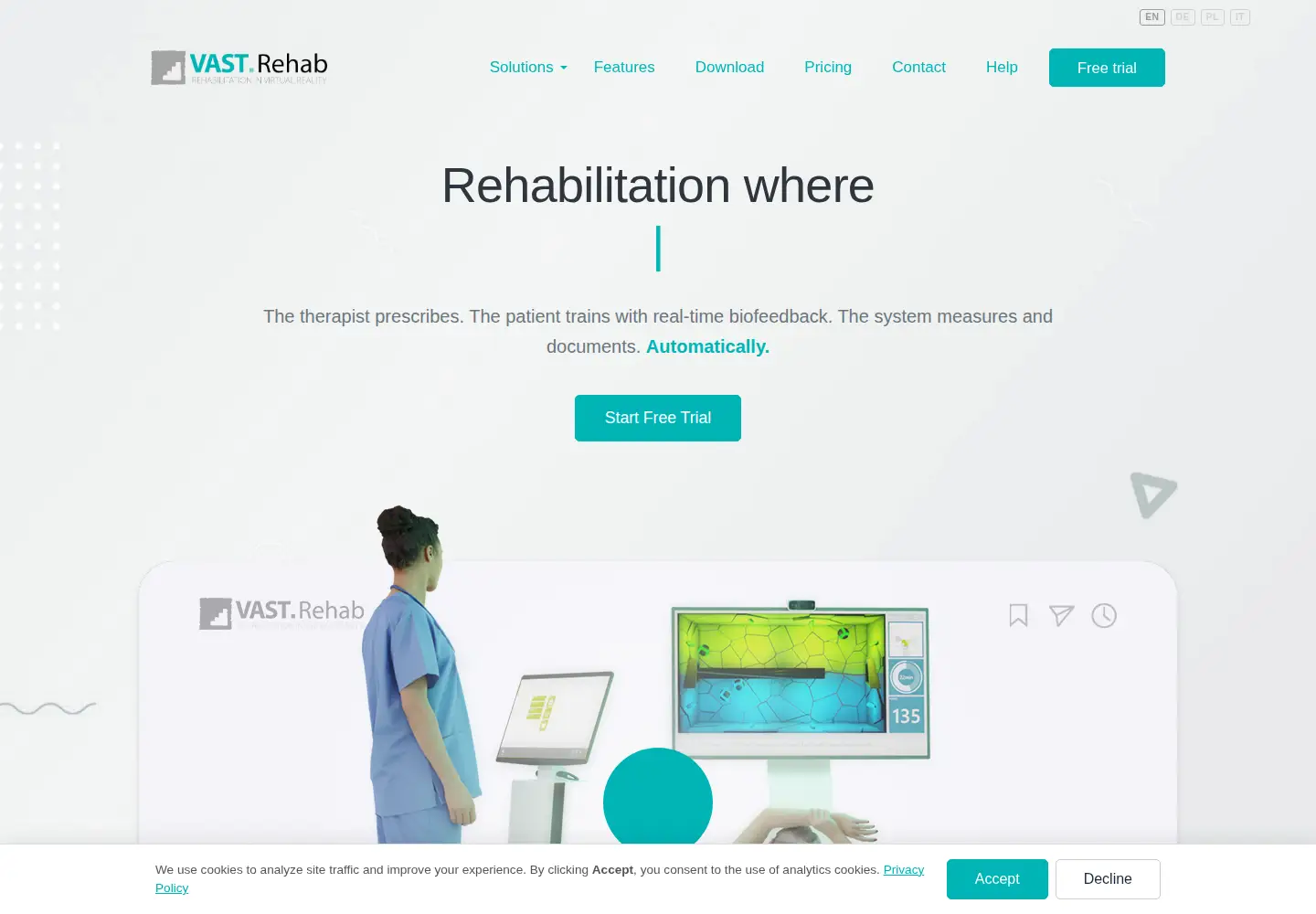 Captured homepage of vast.rehab in the current scan