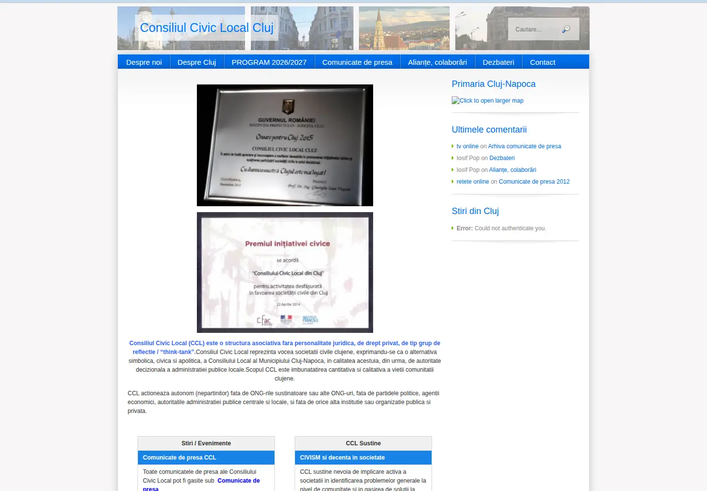 Screenshot of consiliulciviclocal.ro