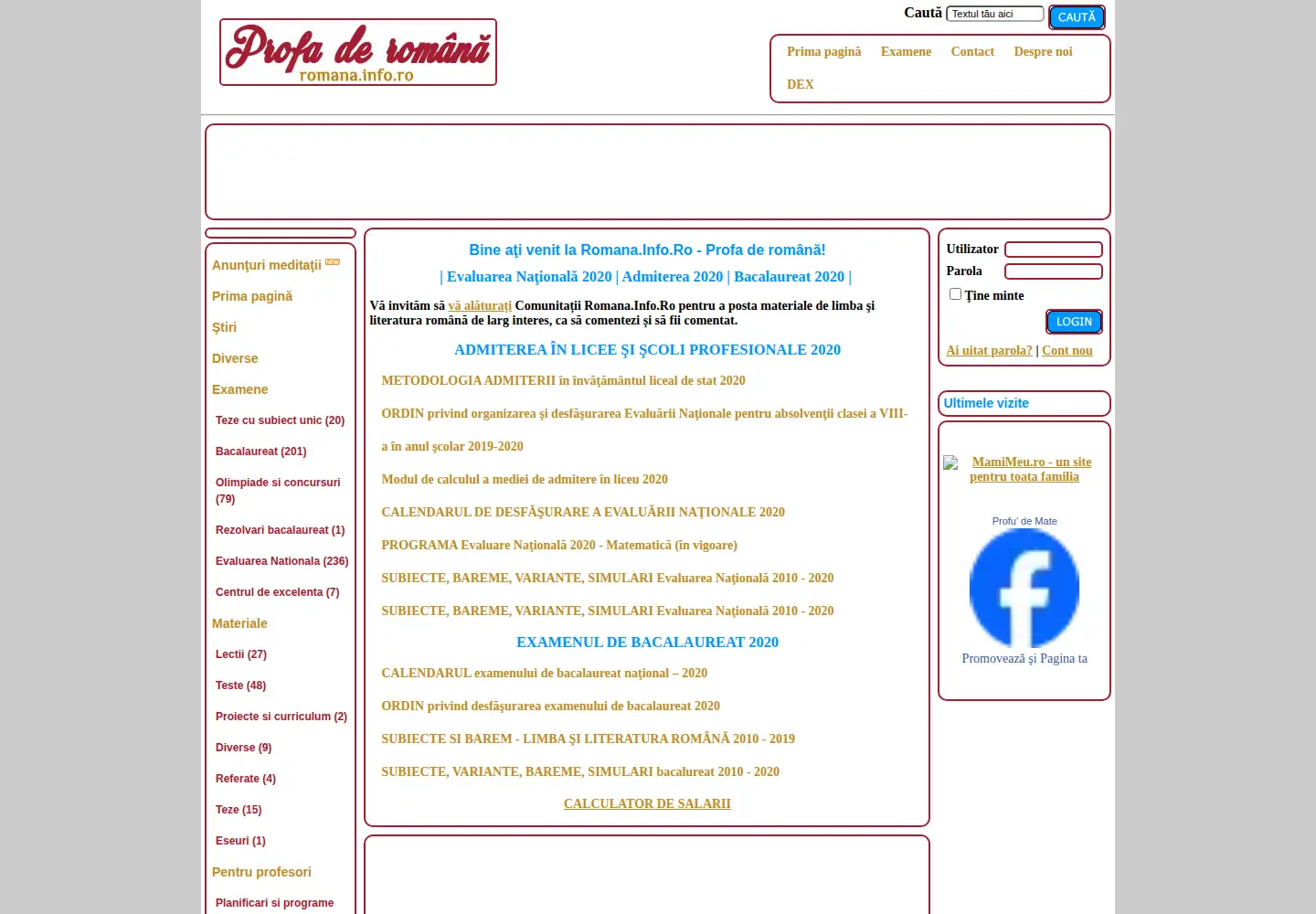 Captured homepage of romana.info.ro in the current scan