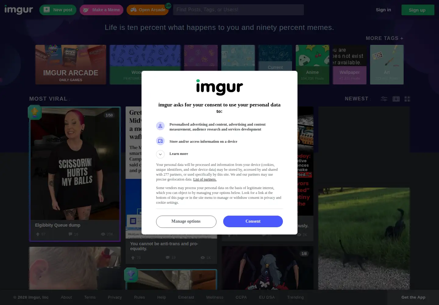Screenshot of imgur.com