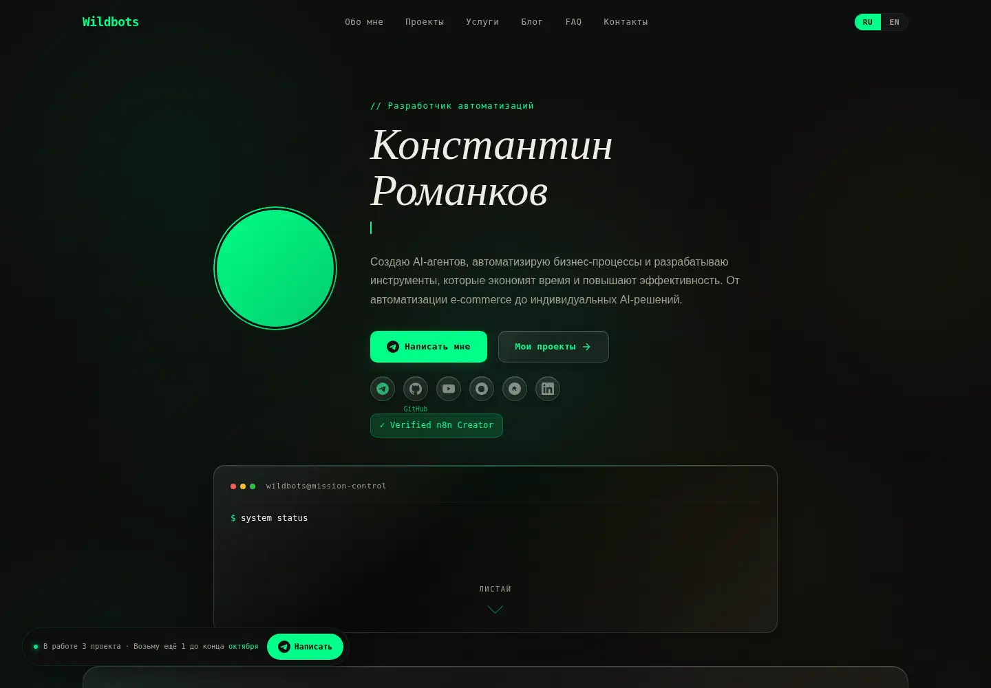 Screenshot of wildbots.ru