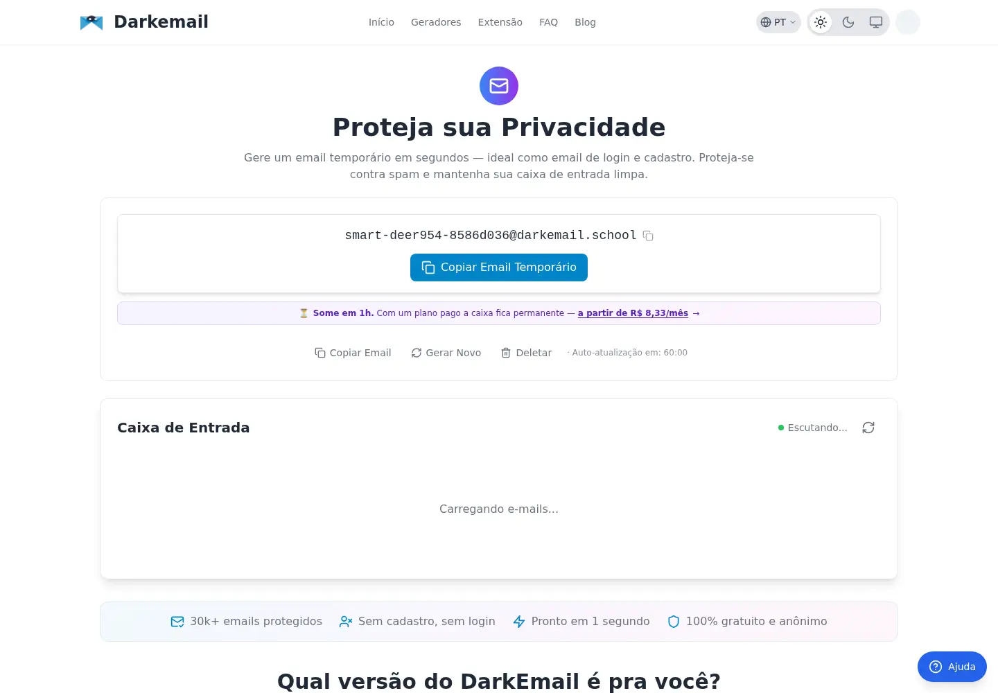Screenshot of darkemail.school