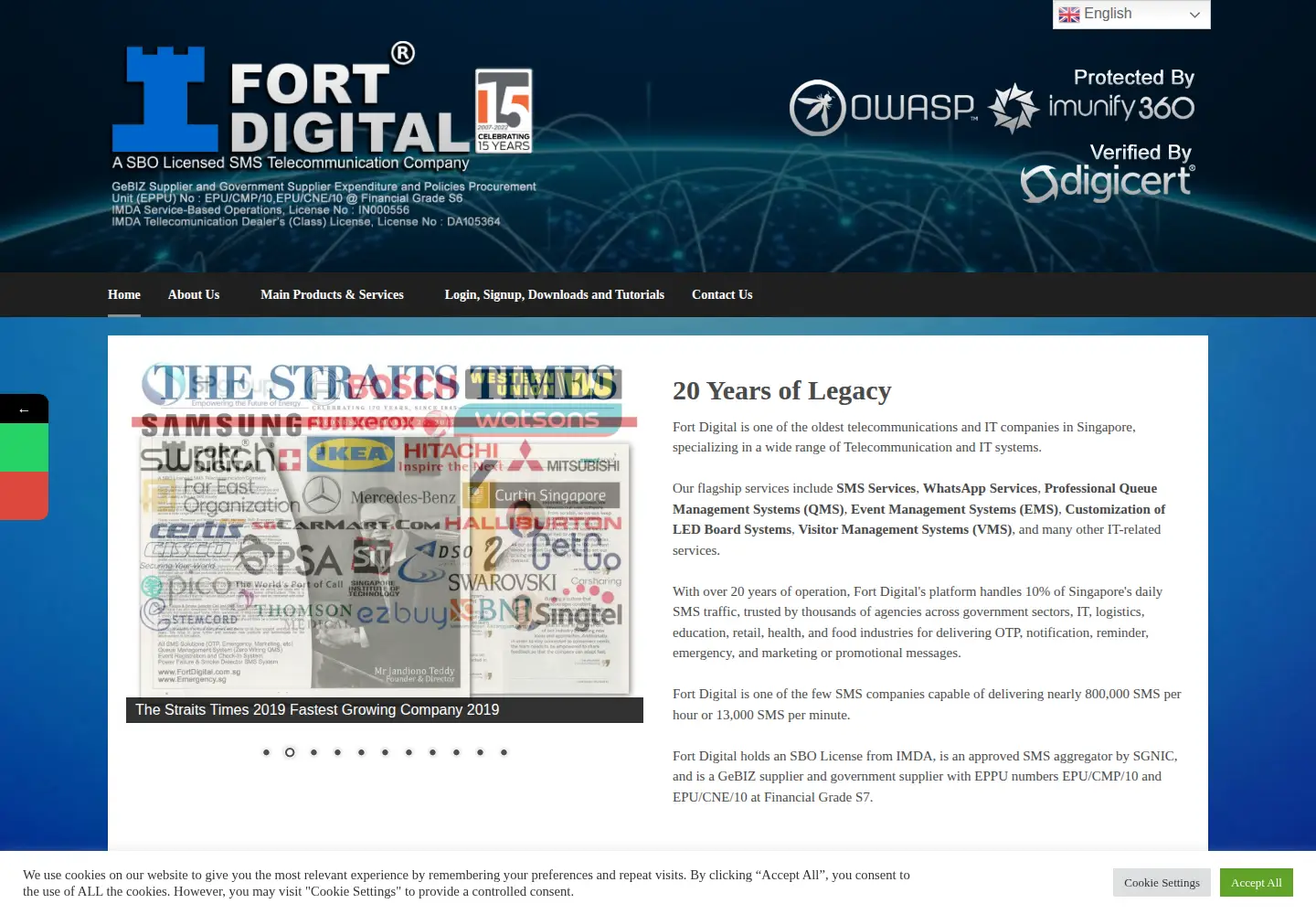 Captured homepage of fortdigital.com.sg in the current scan