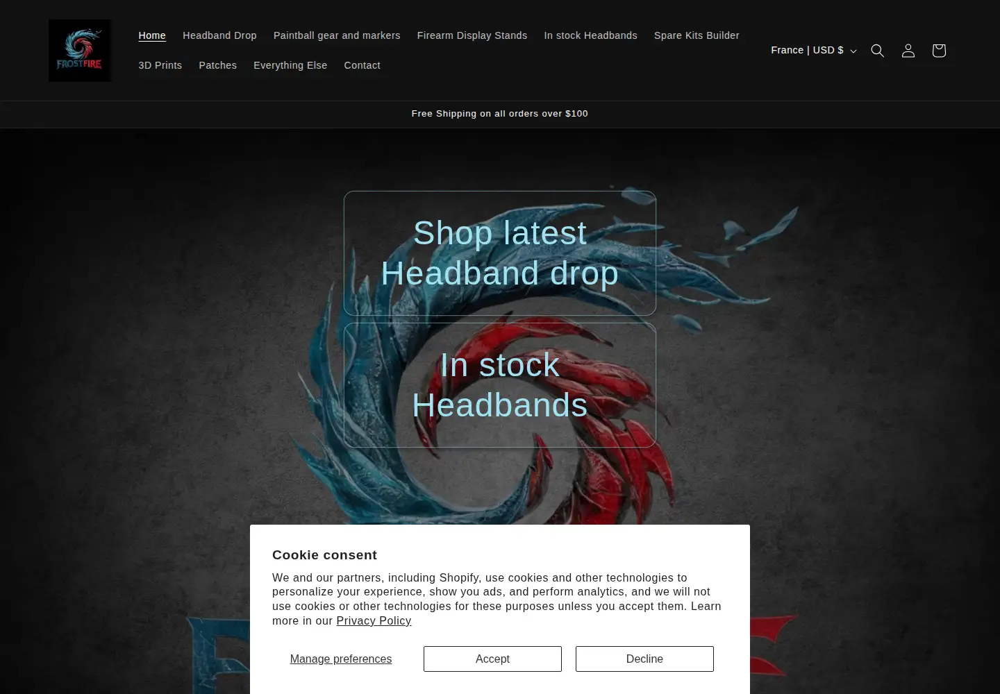 Captured homepage of frostfire.shop in the current scan