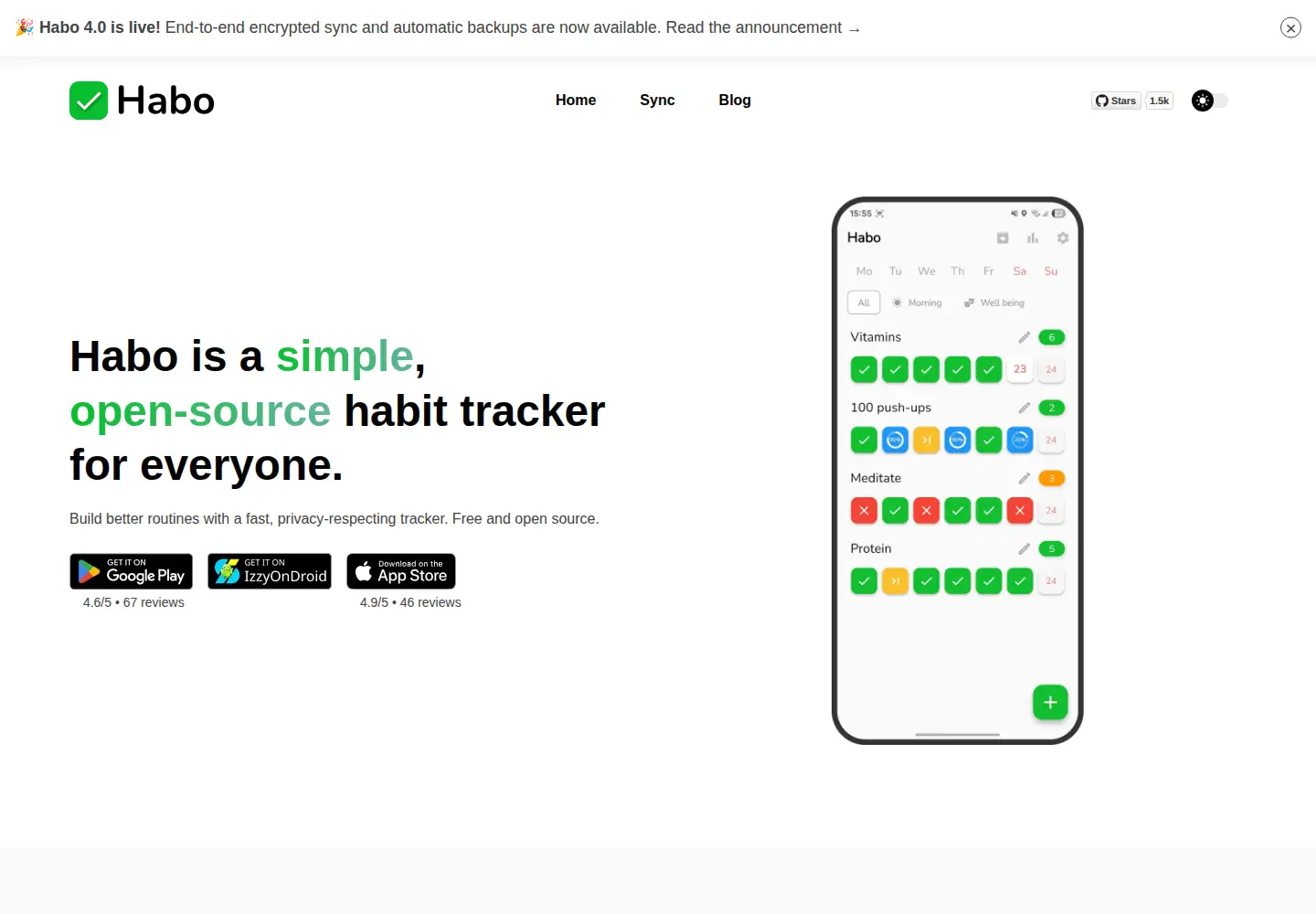 Captured homepage of habo.space in the current scan