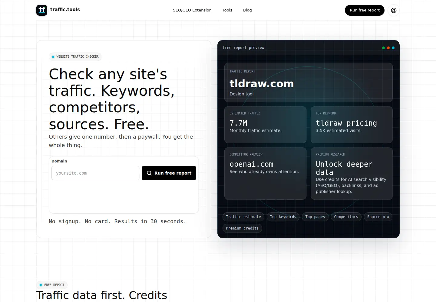 Screenshot of traffic.tools