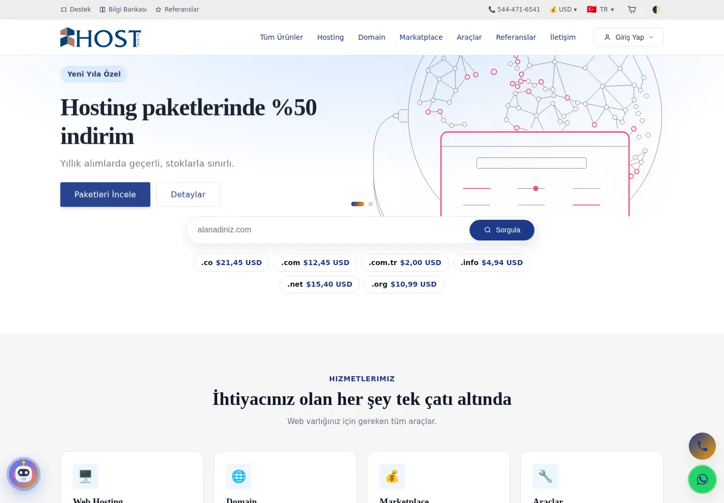 Captured homepage of ahost.web.tr in the current scan