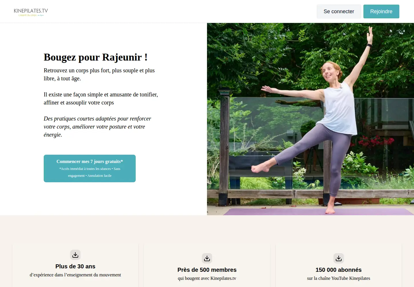 Captured homepage of kinepilates.tv in the current scan