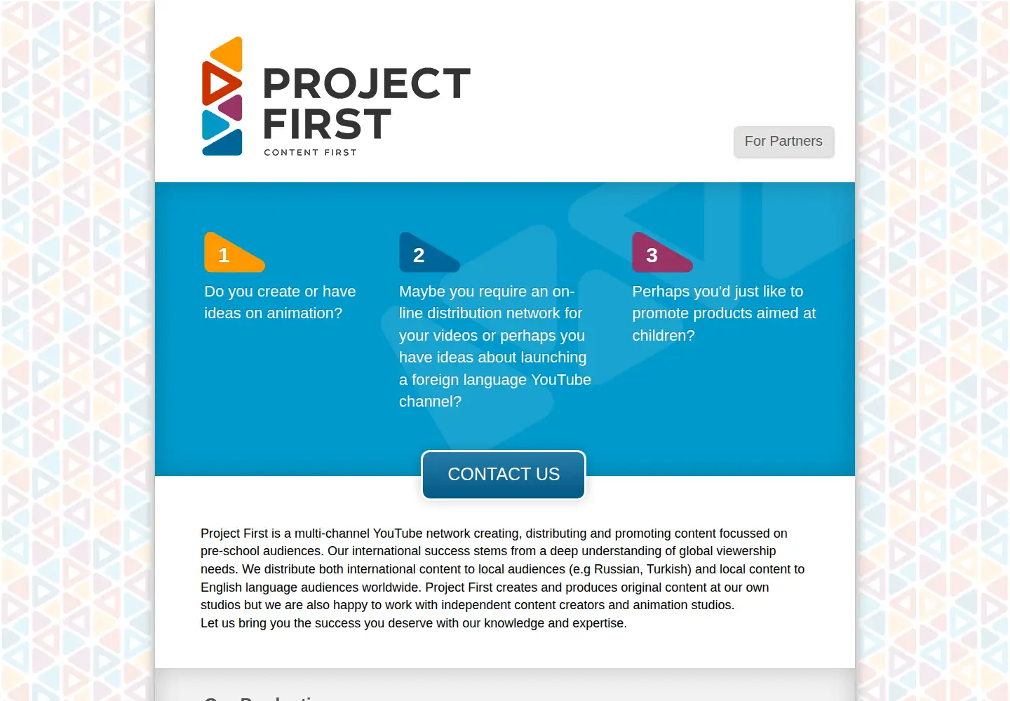 Screenshot of projectfirst.tv