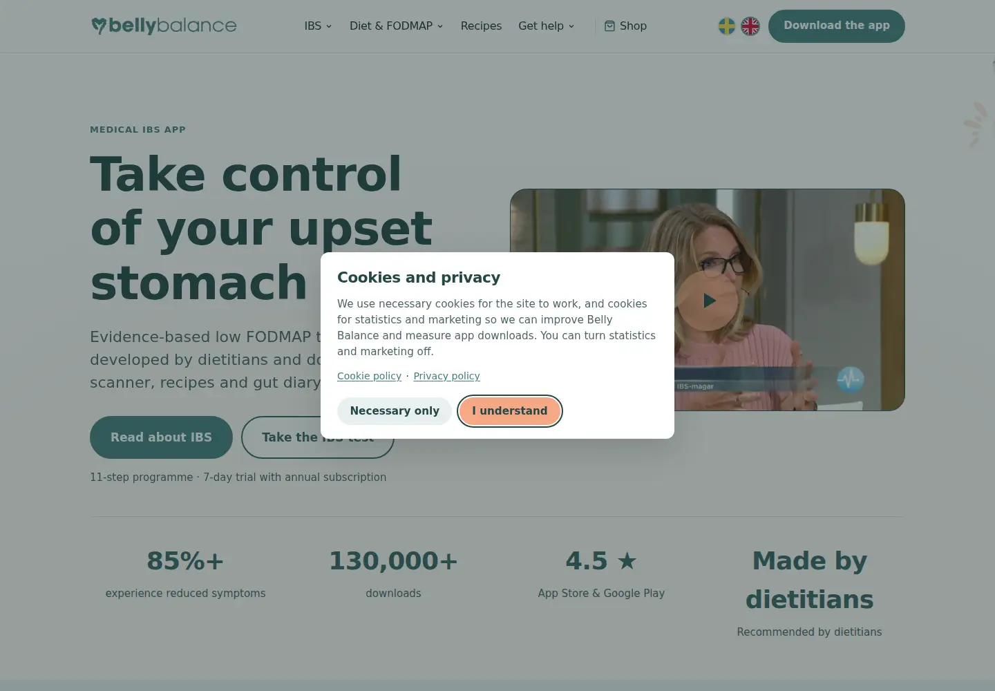 Screenshot of bellybalance.co.uk