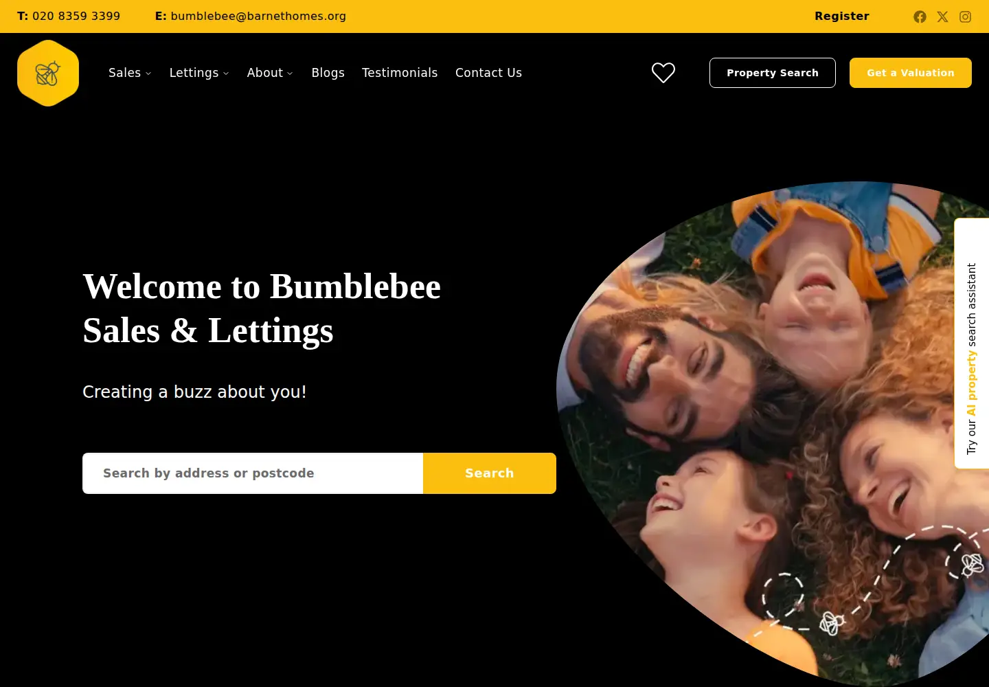 Captured homepage of bumblebeeproperty.co.uk in the current scan