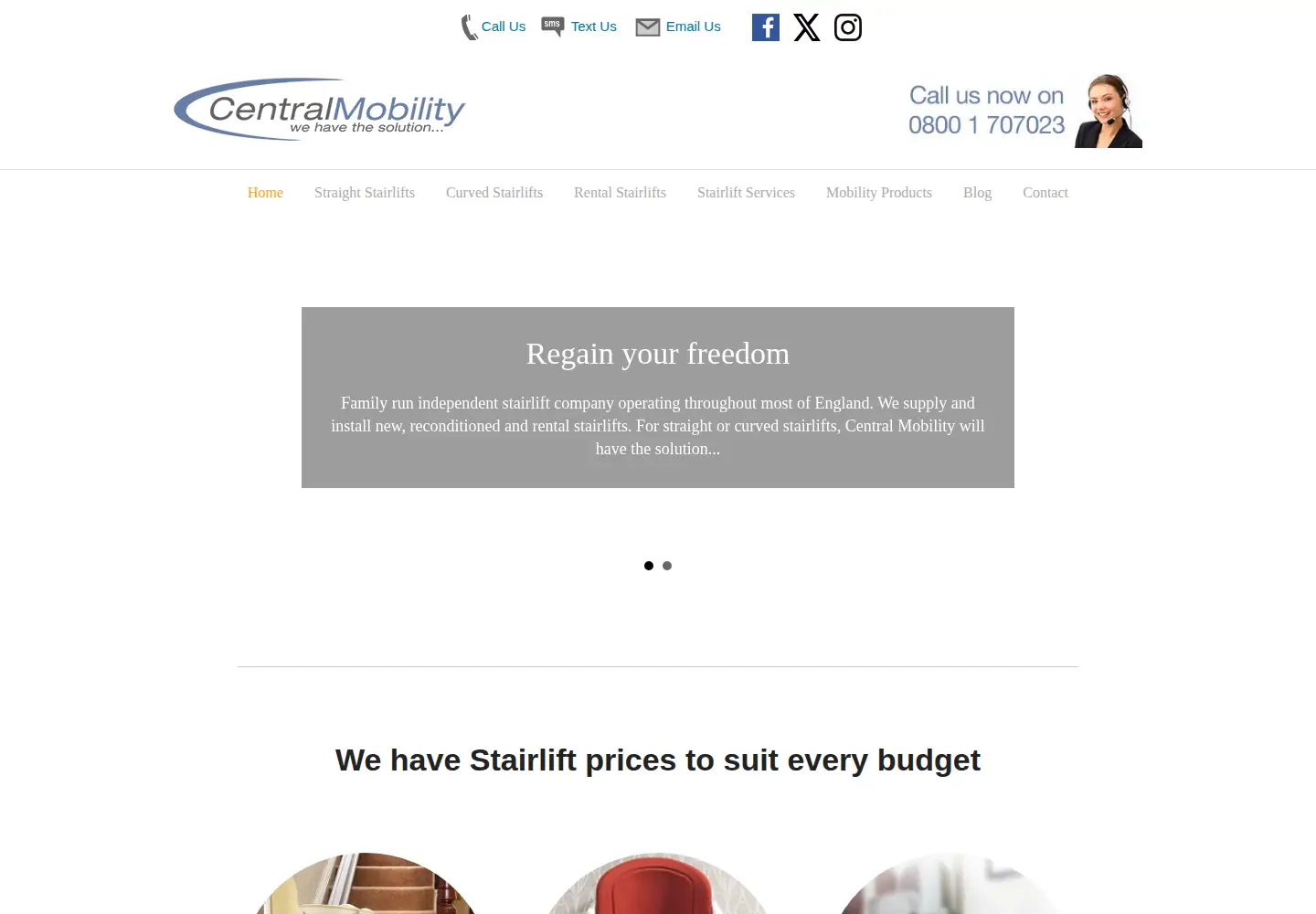 Captured homepage of centralmobility.co.uk in the current scan