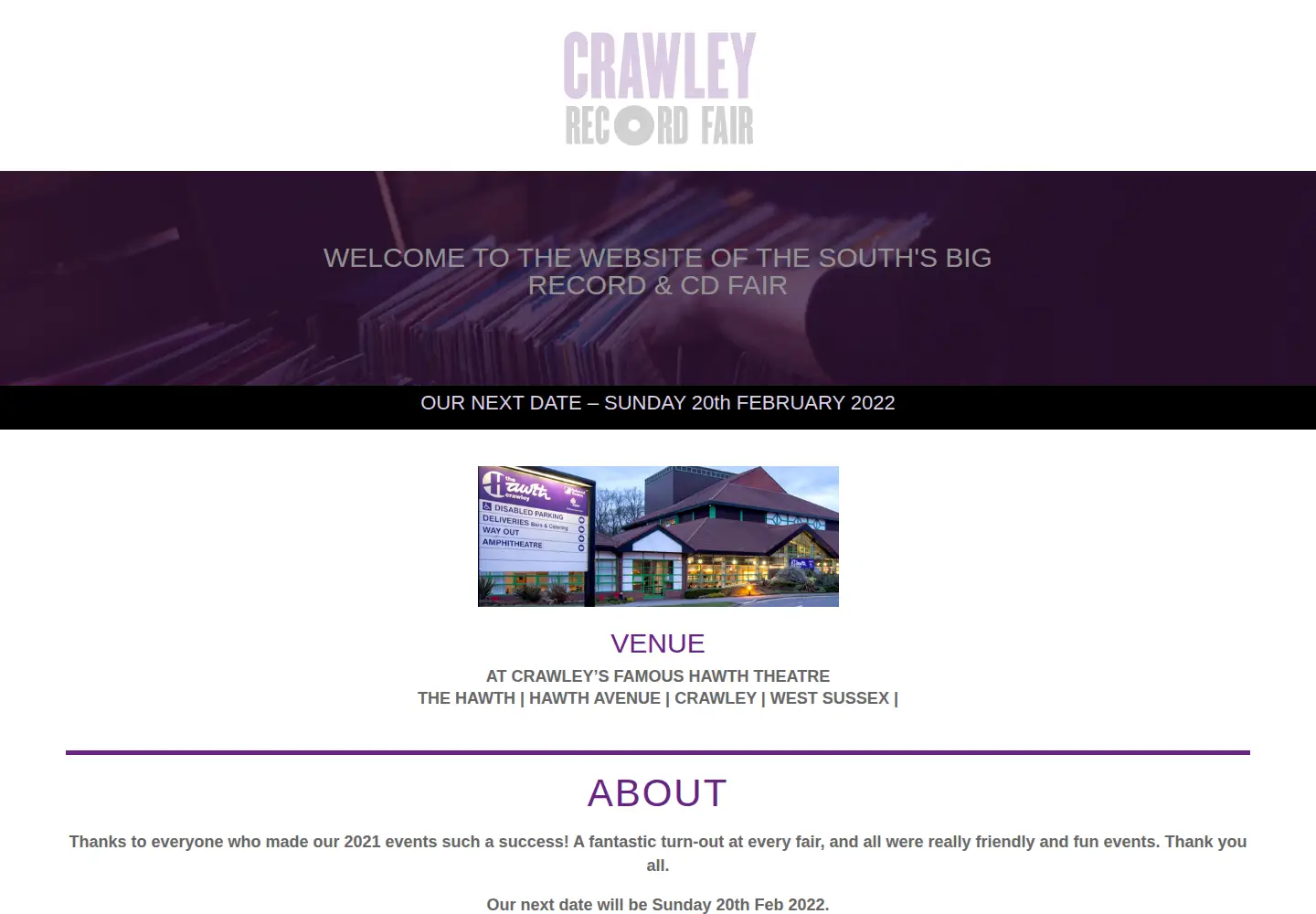 Screenshot of crawleyrecordfair.co.uk