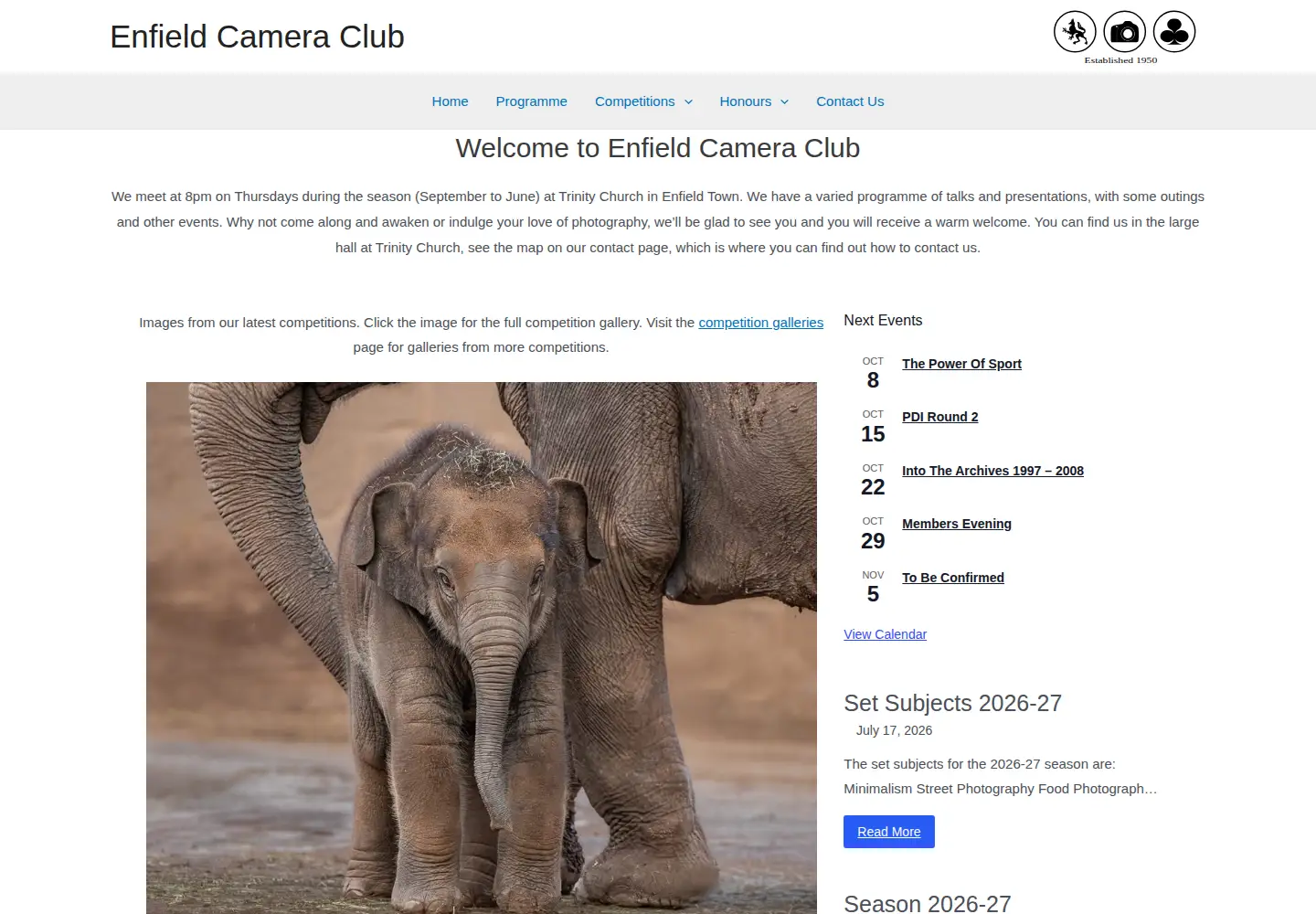 Screenshot of enfieldcameraclub.co.uk