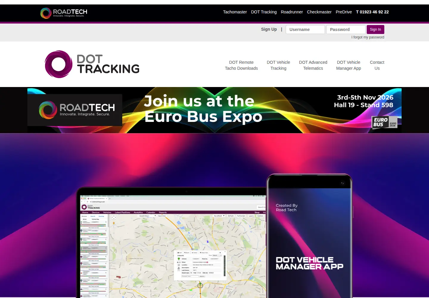 Captured homepage of falcontracking.co.uk in the current scan