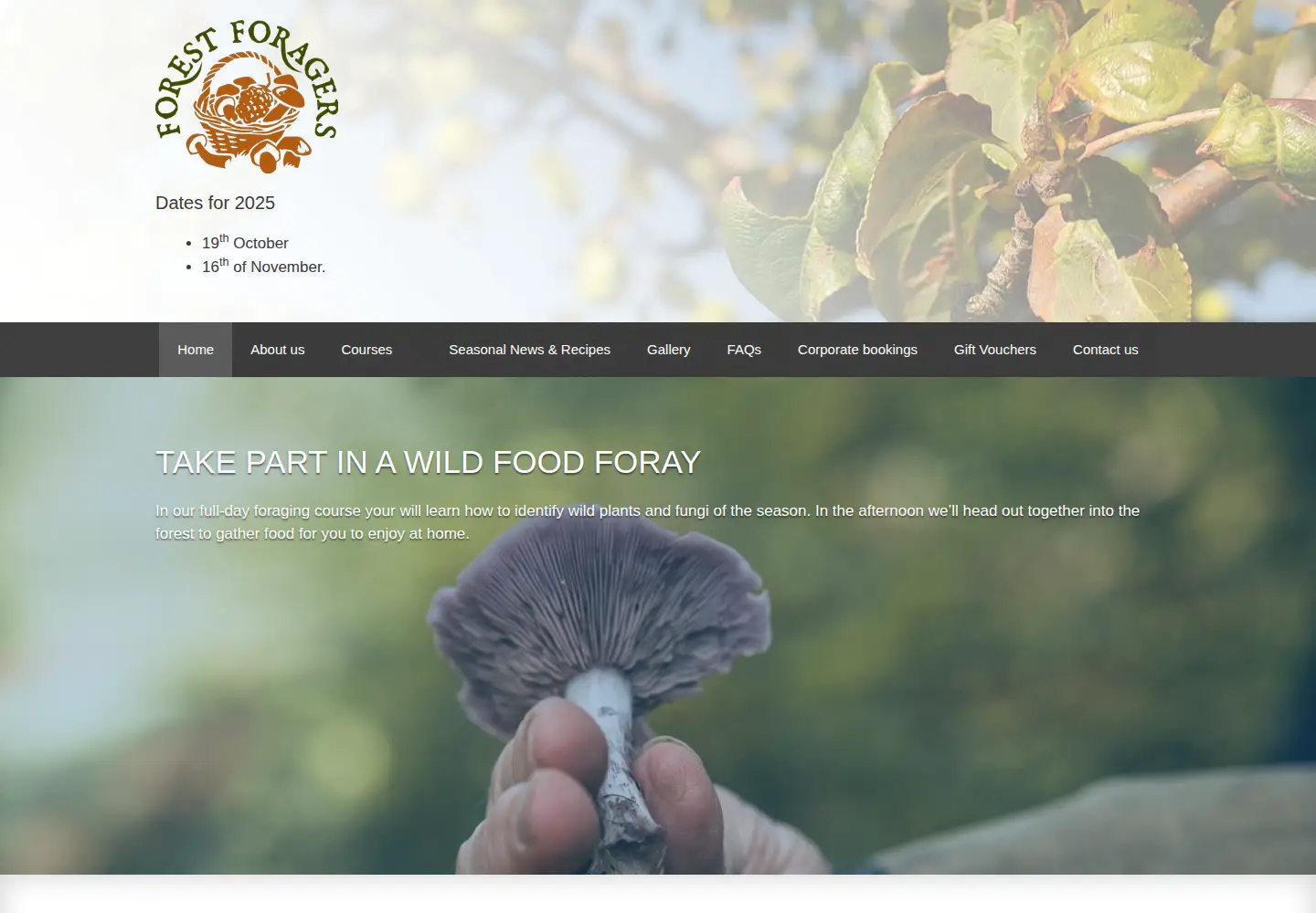 Captured homepage of forestforagers.co.uk in the current scan