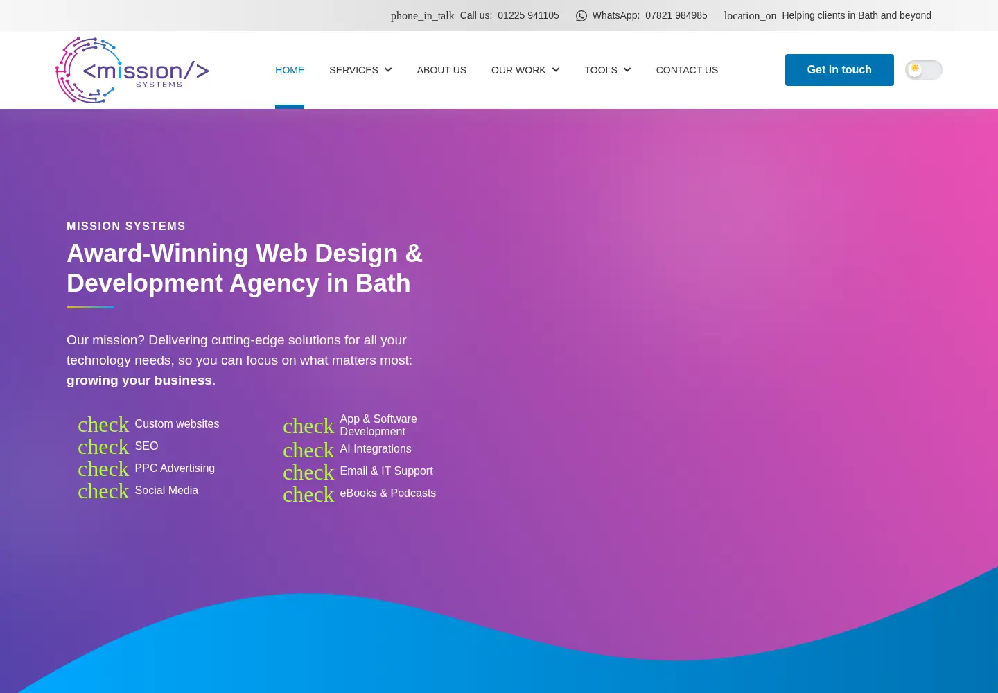 Captured homepage of missionsystems.co.uk in the current scan