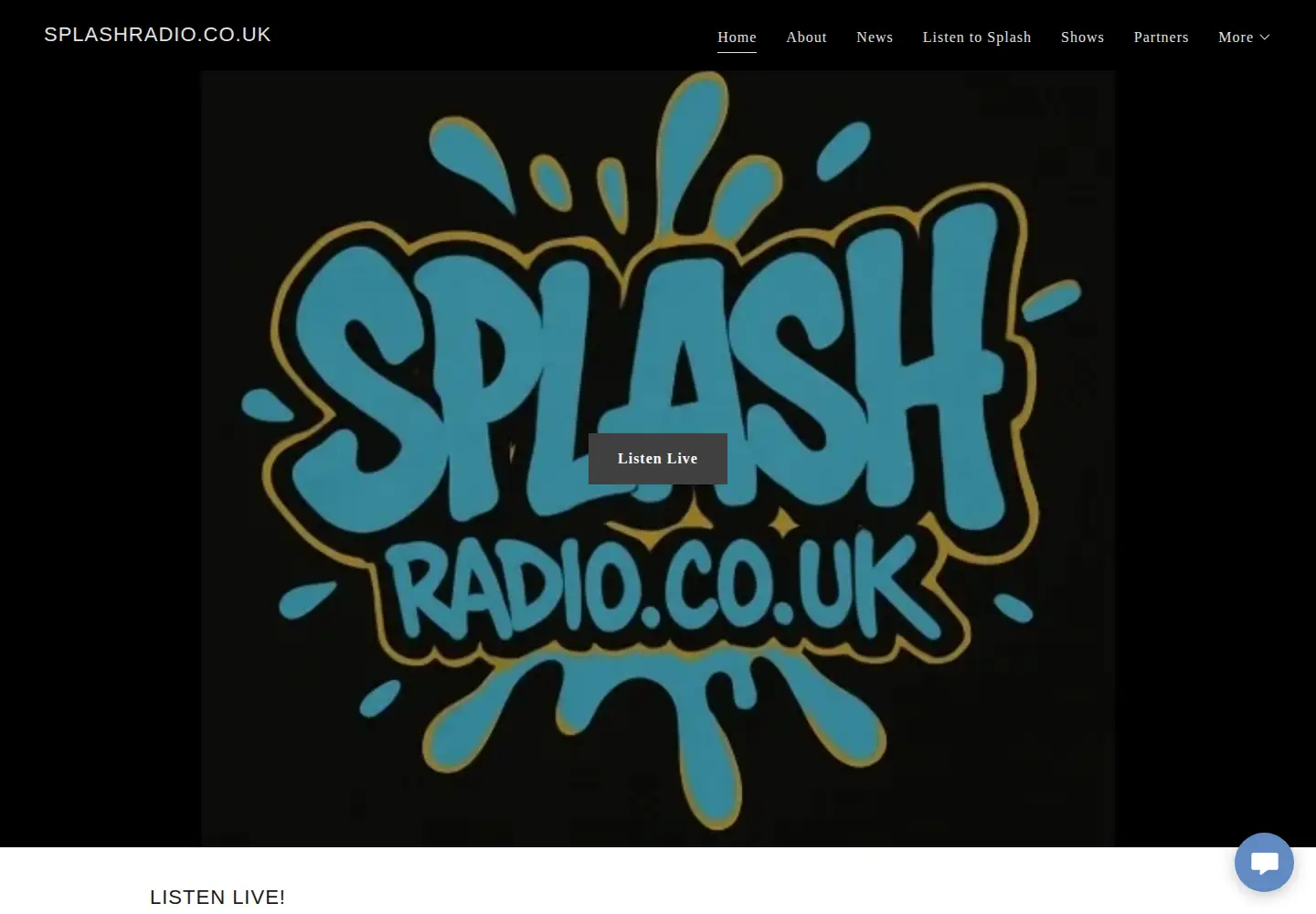 Captured homepage of splashradio.co.uk in the current scan