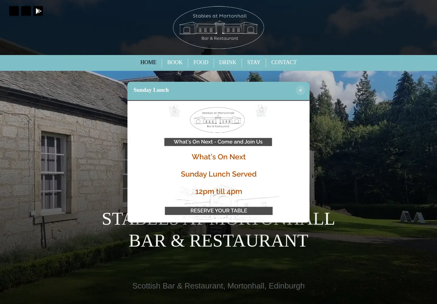 Screenshot of stablebarmortonhall.co.uk