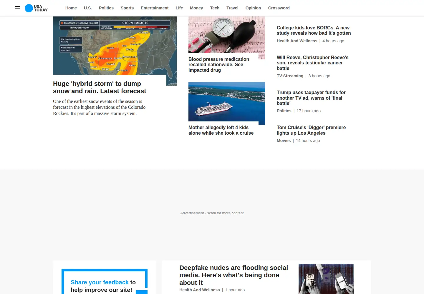 Screenshot of usatoday.com