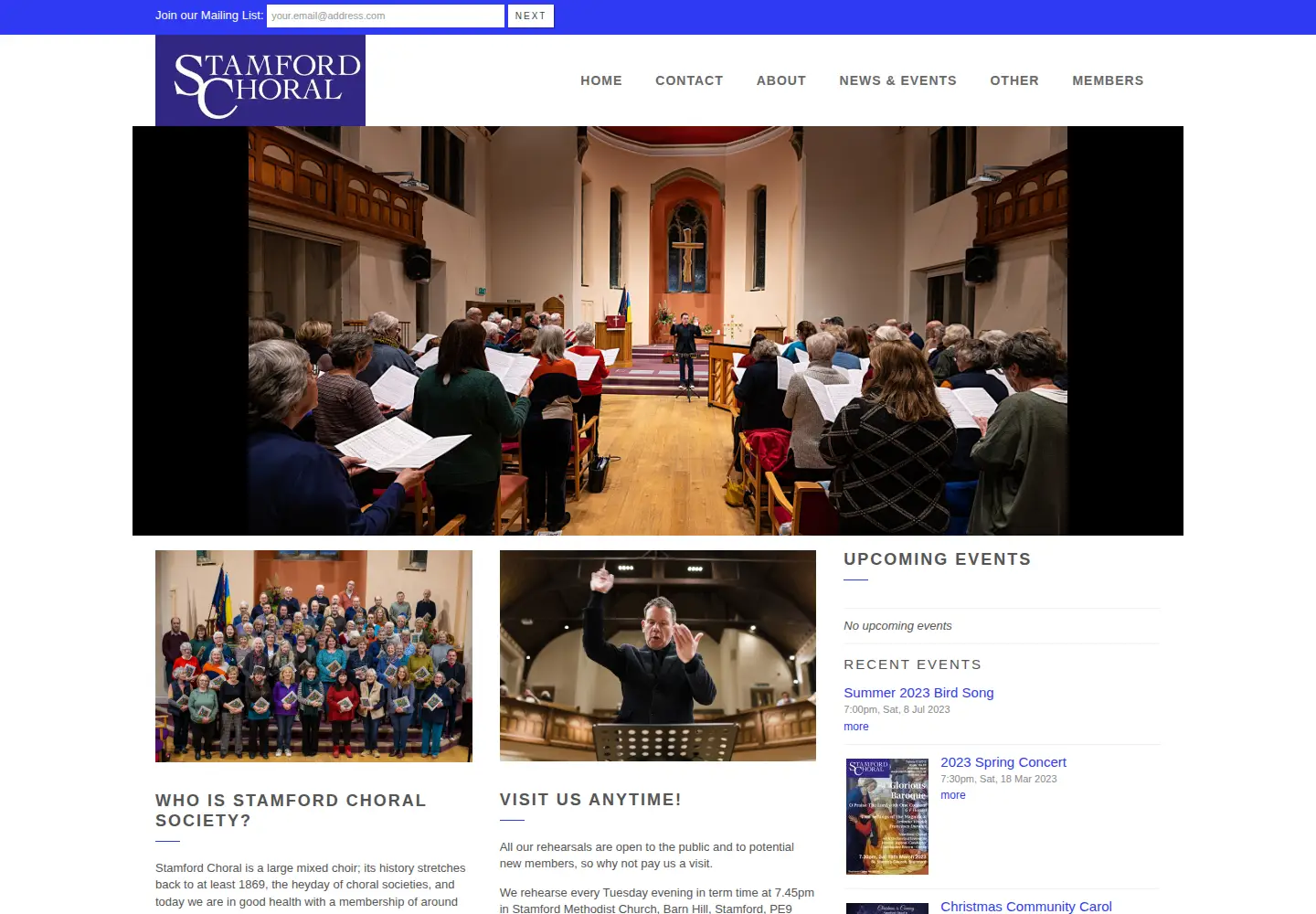Screenshot of stamfordchoral.co.uk