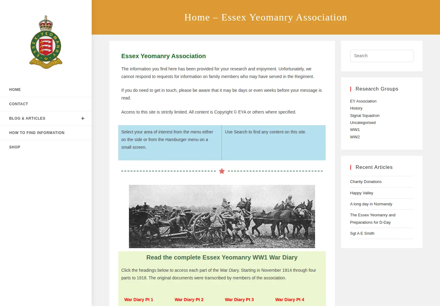Screenshot of essex-yeomanry.org.uk