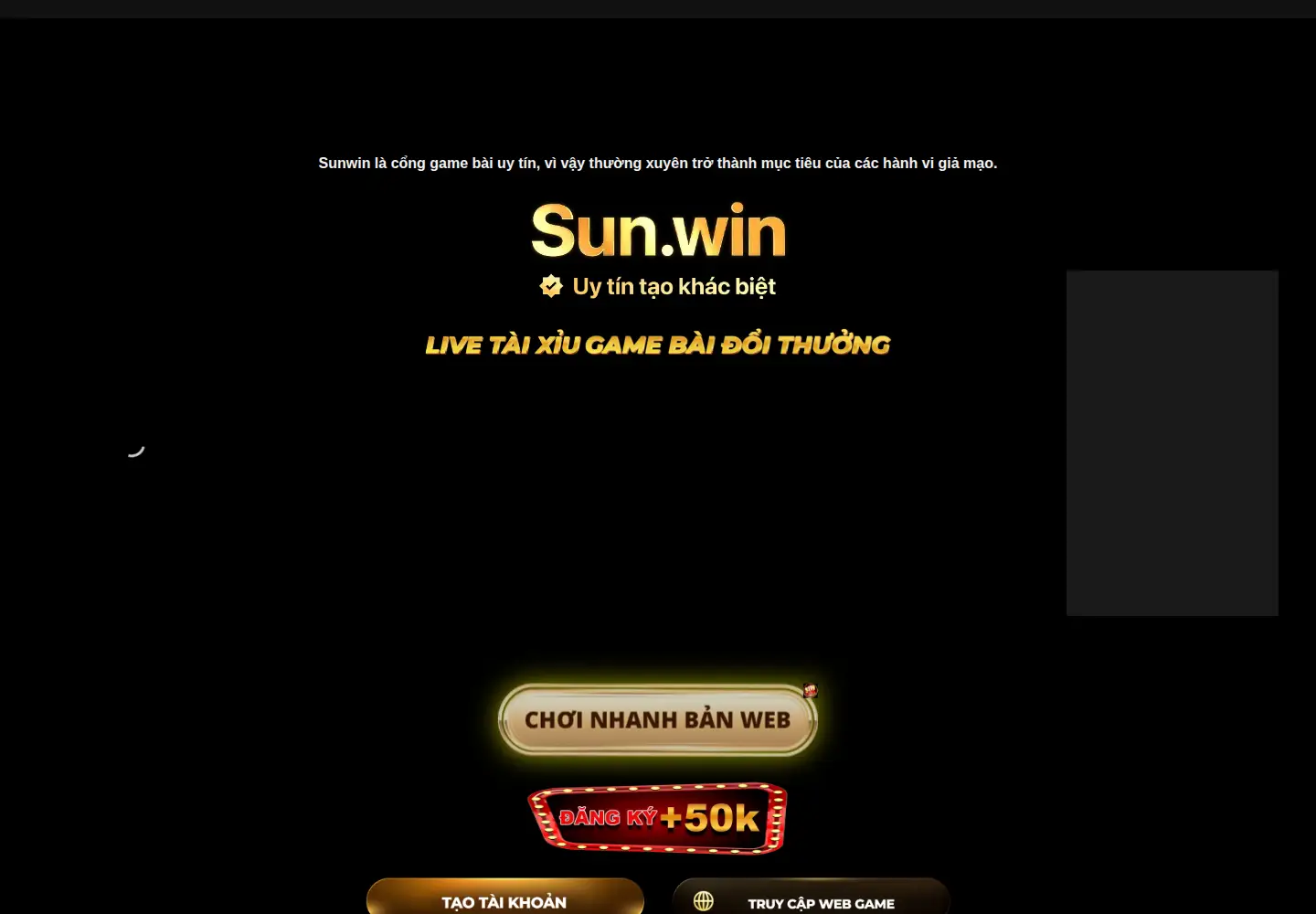 Captured homepage of sunwin.uno in the current scan