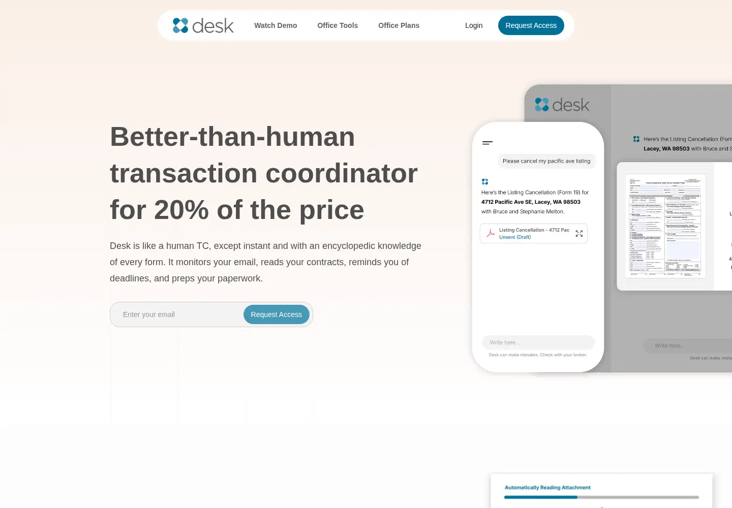 Captured homepage of desk.us in the current scan