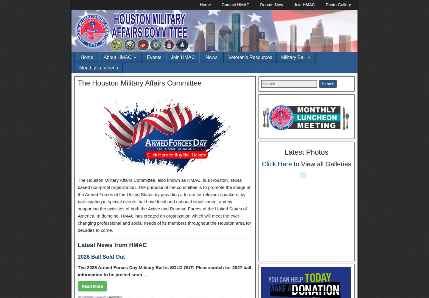 Captured homepage of hmac.us in the current scan