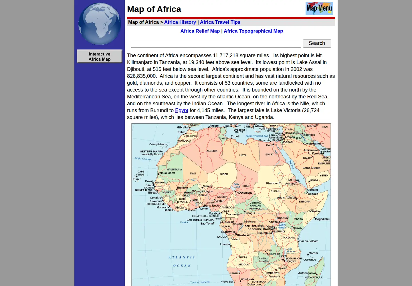 Screenshot of map-of-africa.us