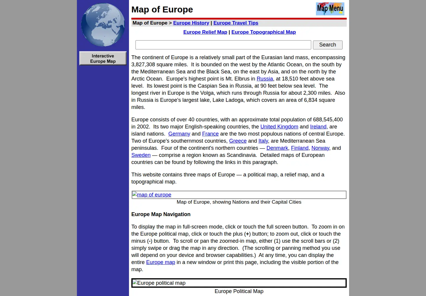 Screenshot of map-of-europe.us
