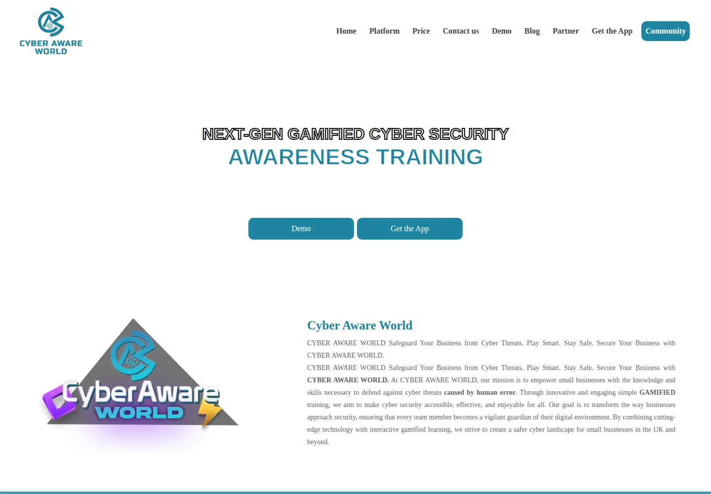 Captured homepage of cyberaware.world in the current scan