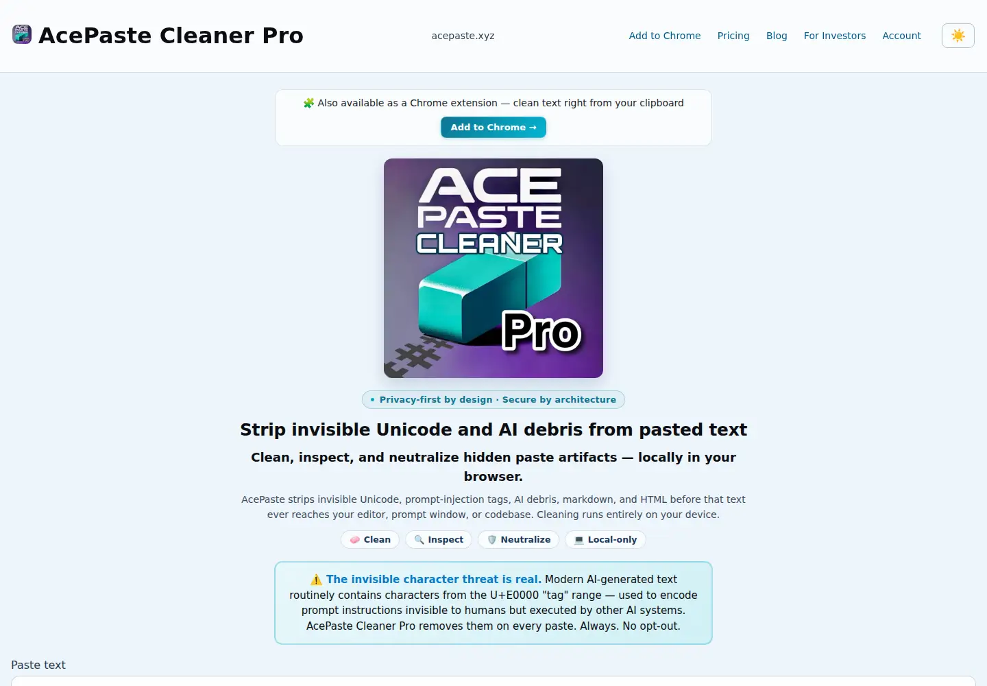 Screenshot of acepaste.xyz