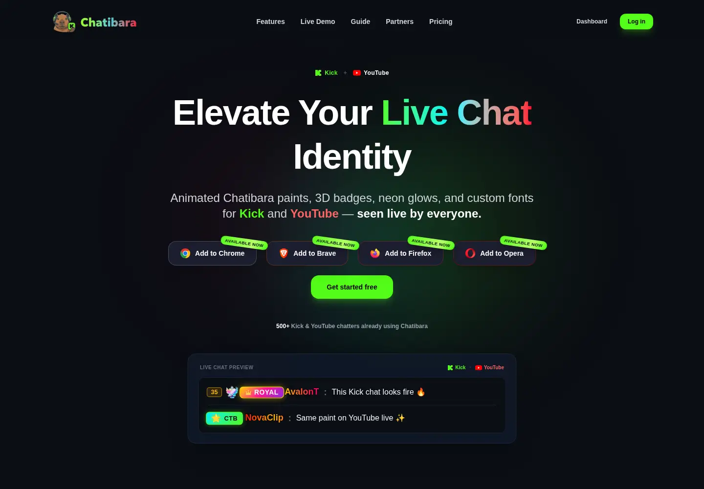 Captured homepage of chatibara.xyz in the current scan