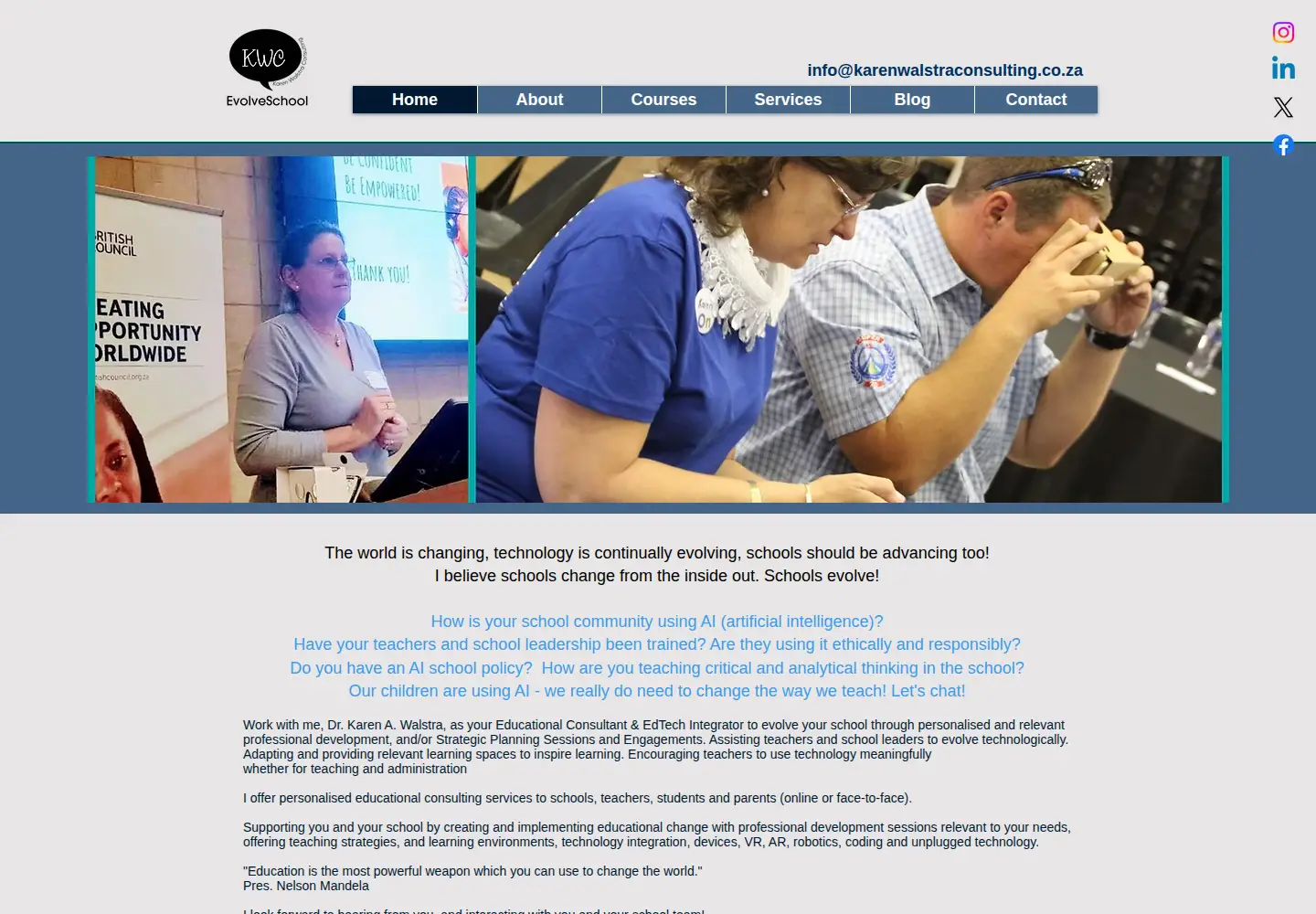 Captured homepage of evolveschool.co.za in the current scan