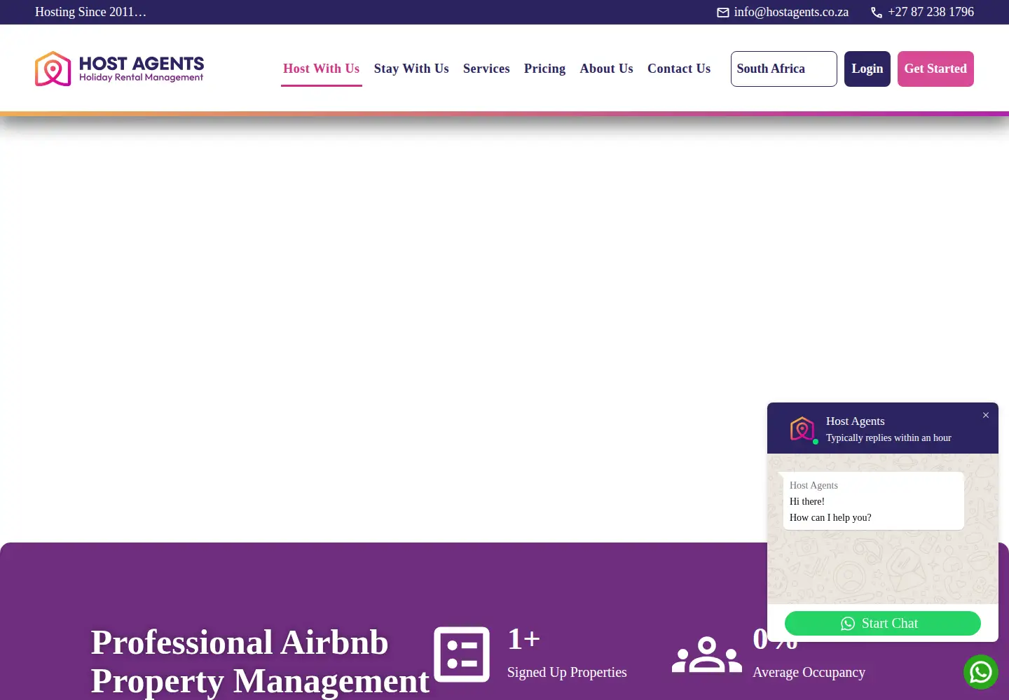 Captured homepage of hostagents.co.za in the current scan
