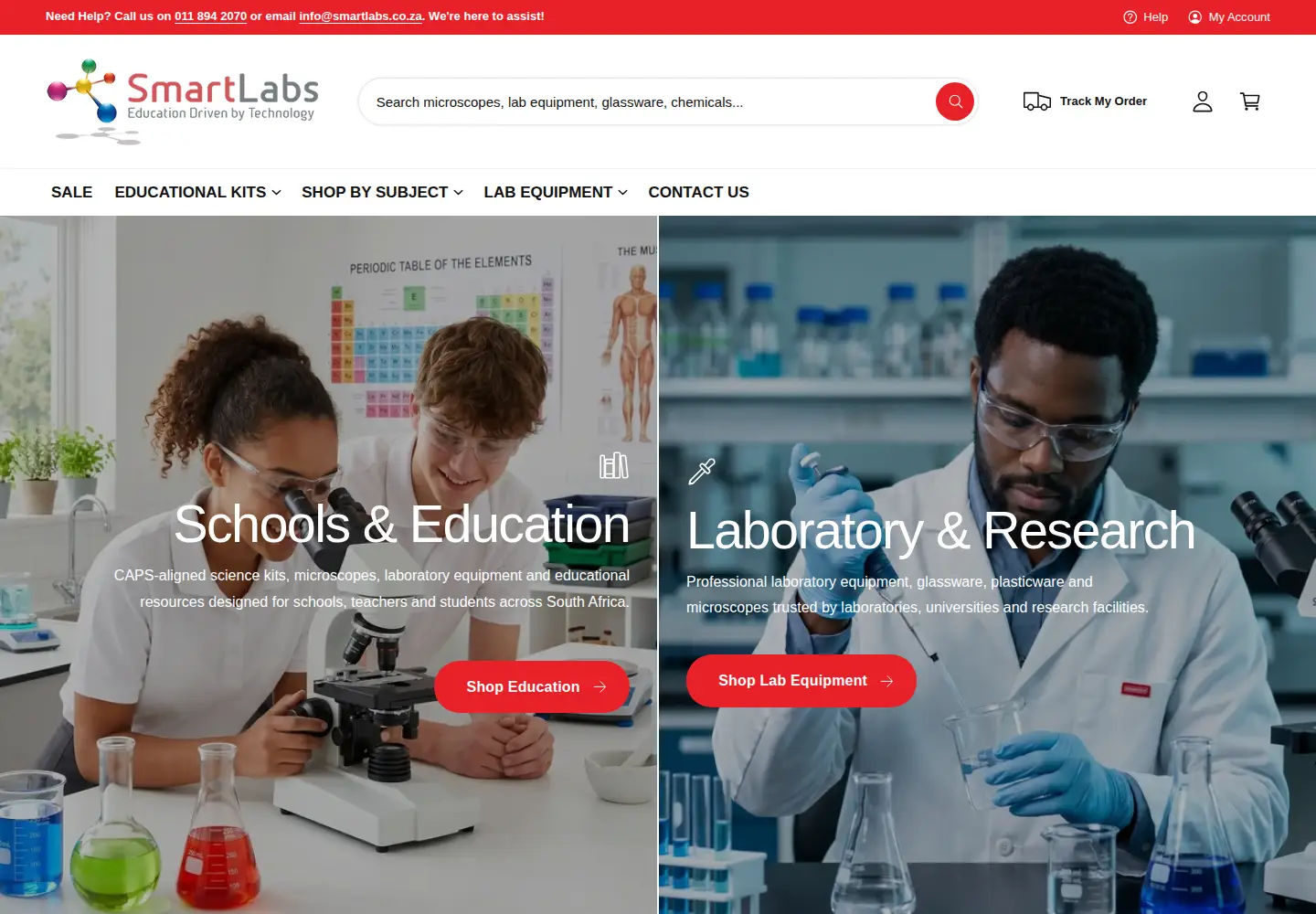 Captured homepage of smartlabs.co.za in the current scan