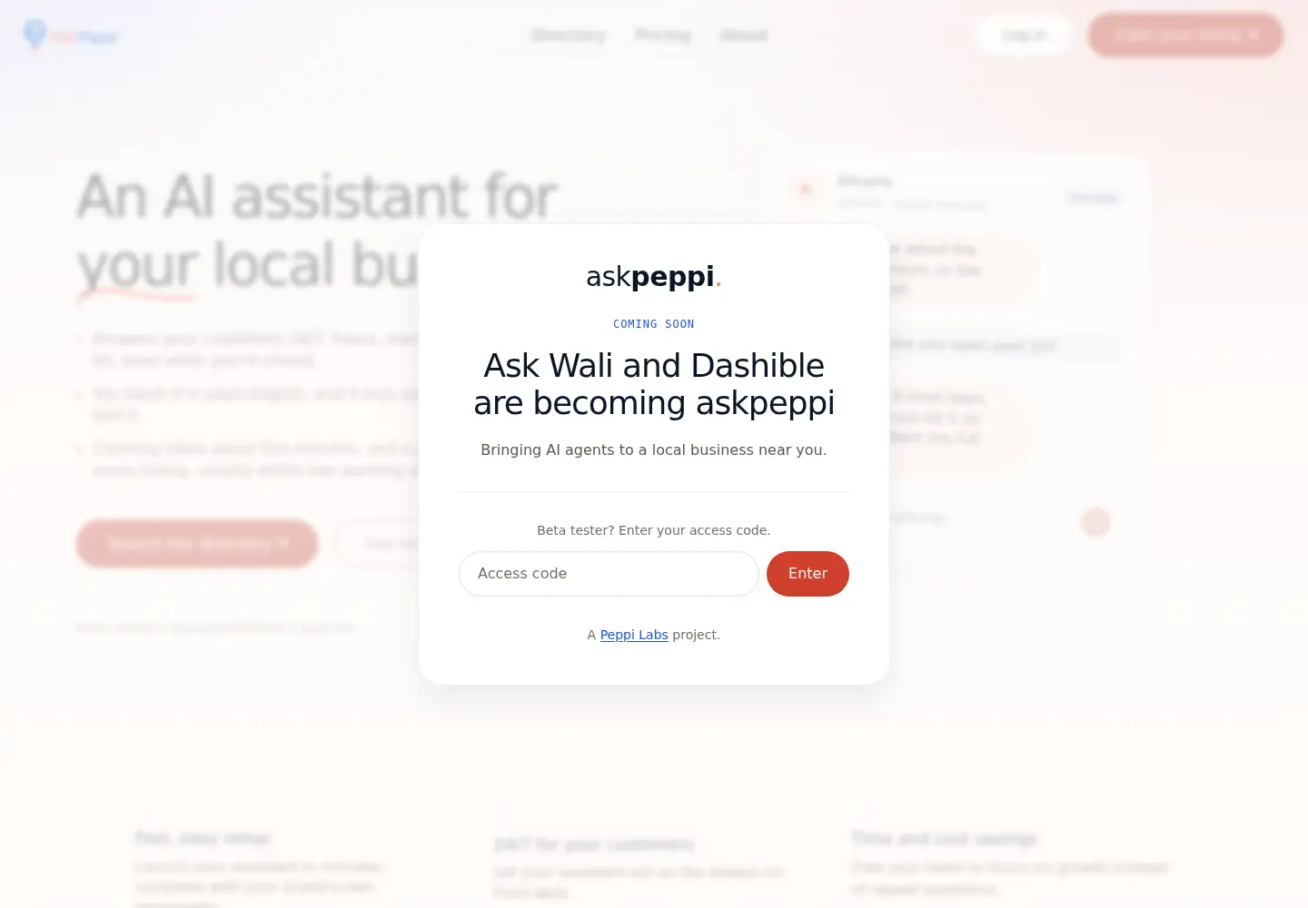 Captured homepage of askwali.ai in the current scan