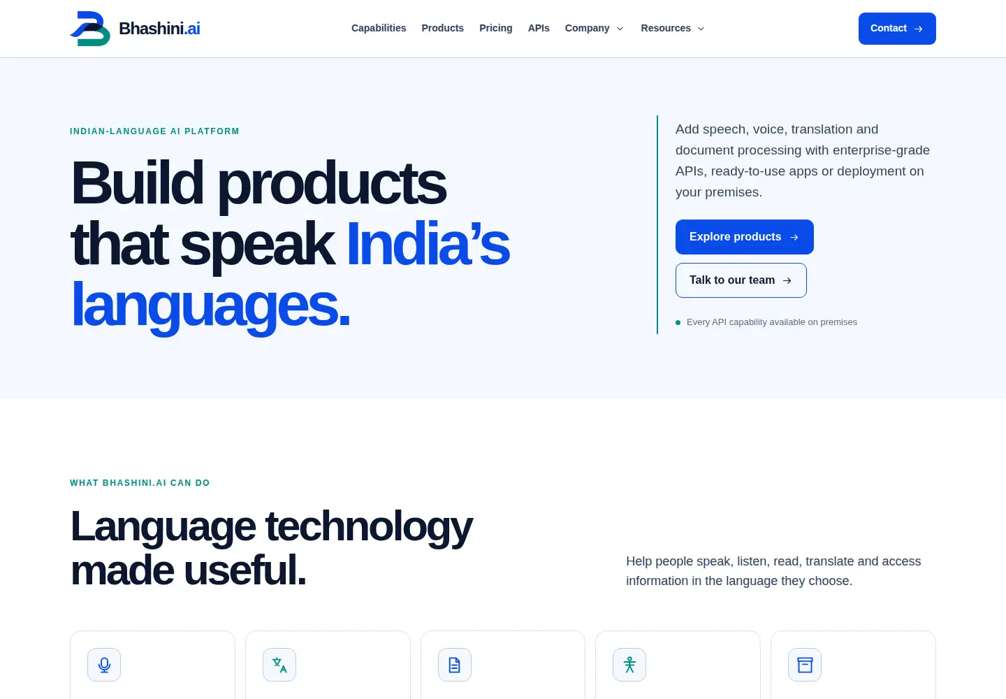 Captured homepage of bhashini.ai in the current scan