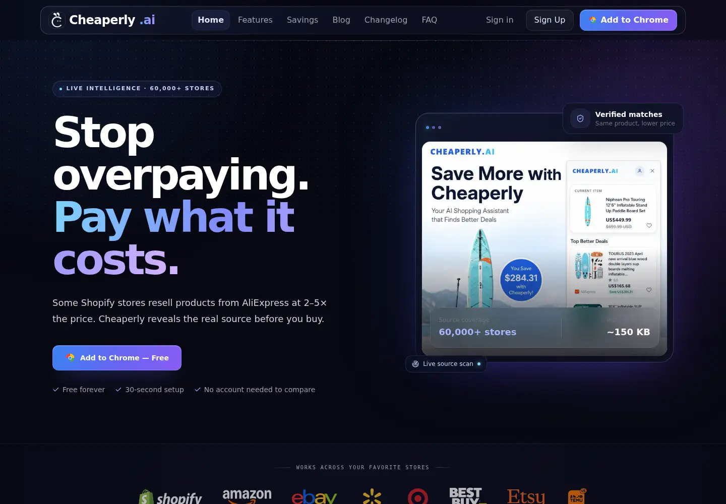 Captured homepage of cheaperly.ai in the current scan