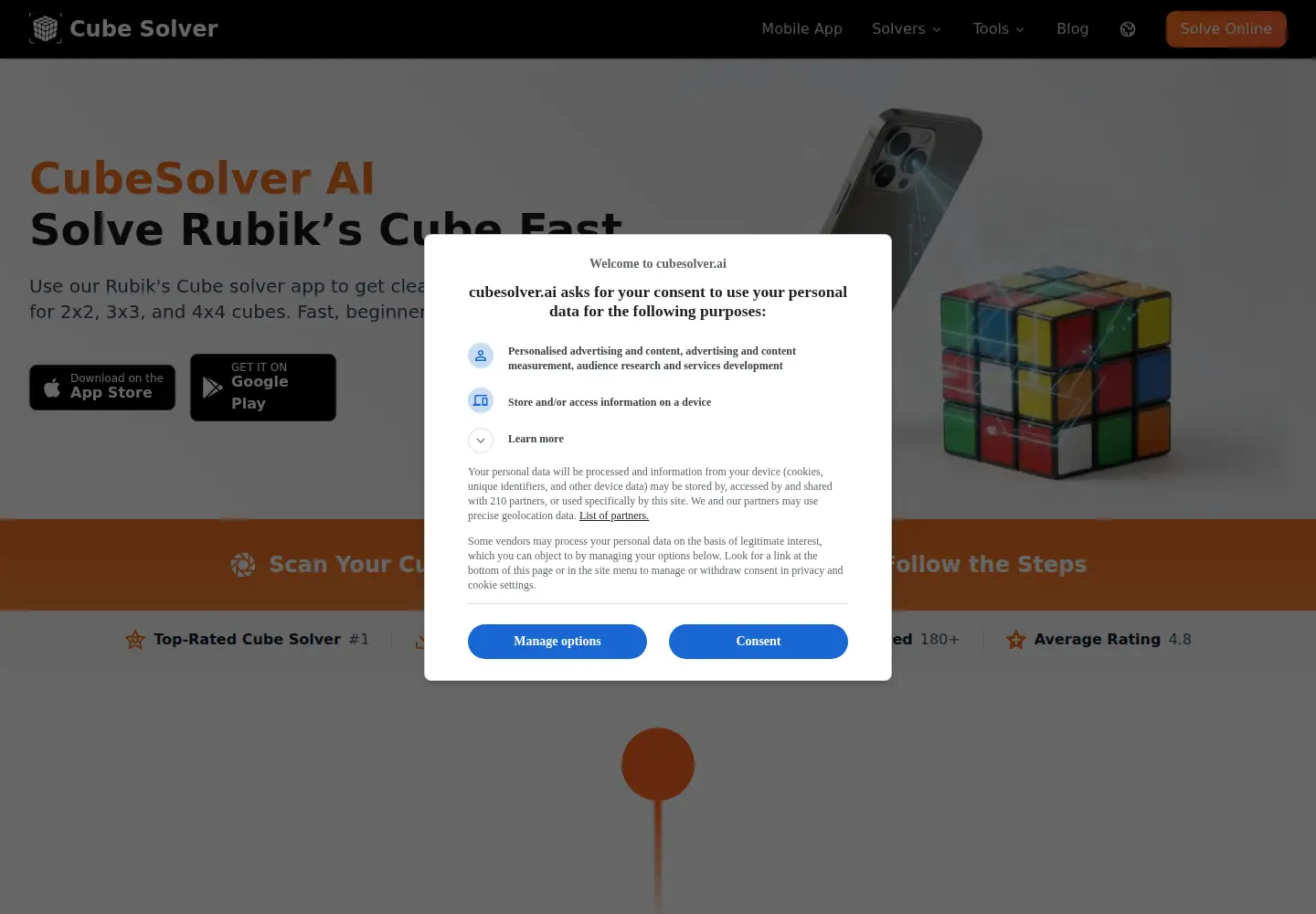 Screenshot of cubesolver.ai