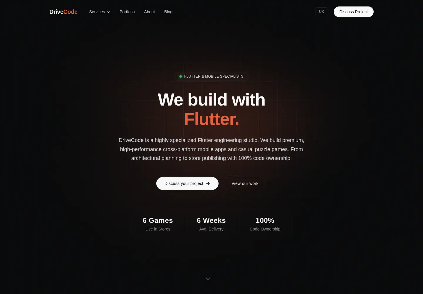 Captured homepage of drivecode.ai in the current scan