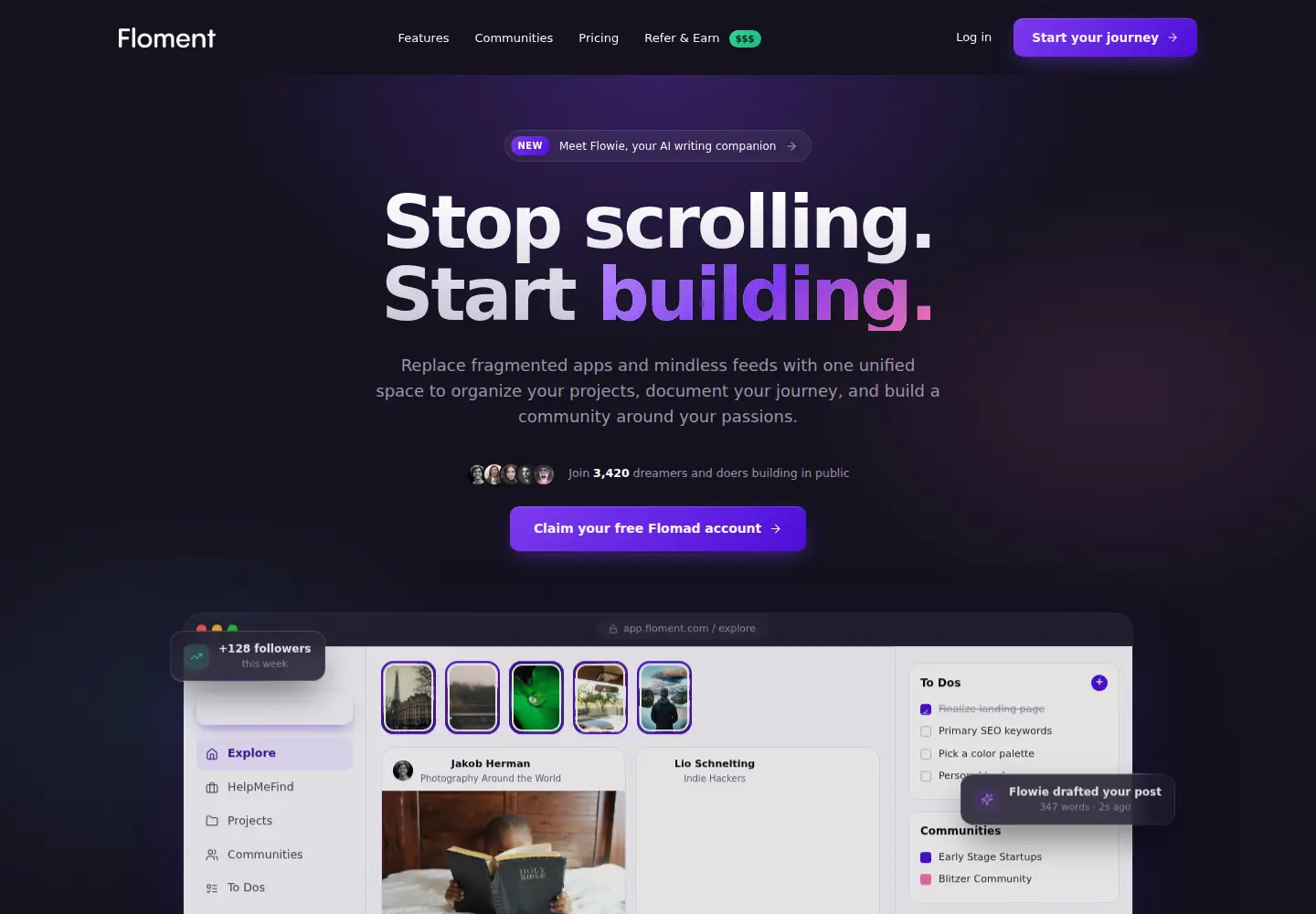 Captured homepage of floment.ai in the current scan