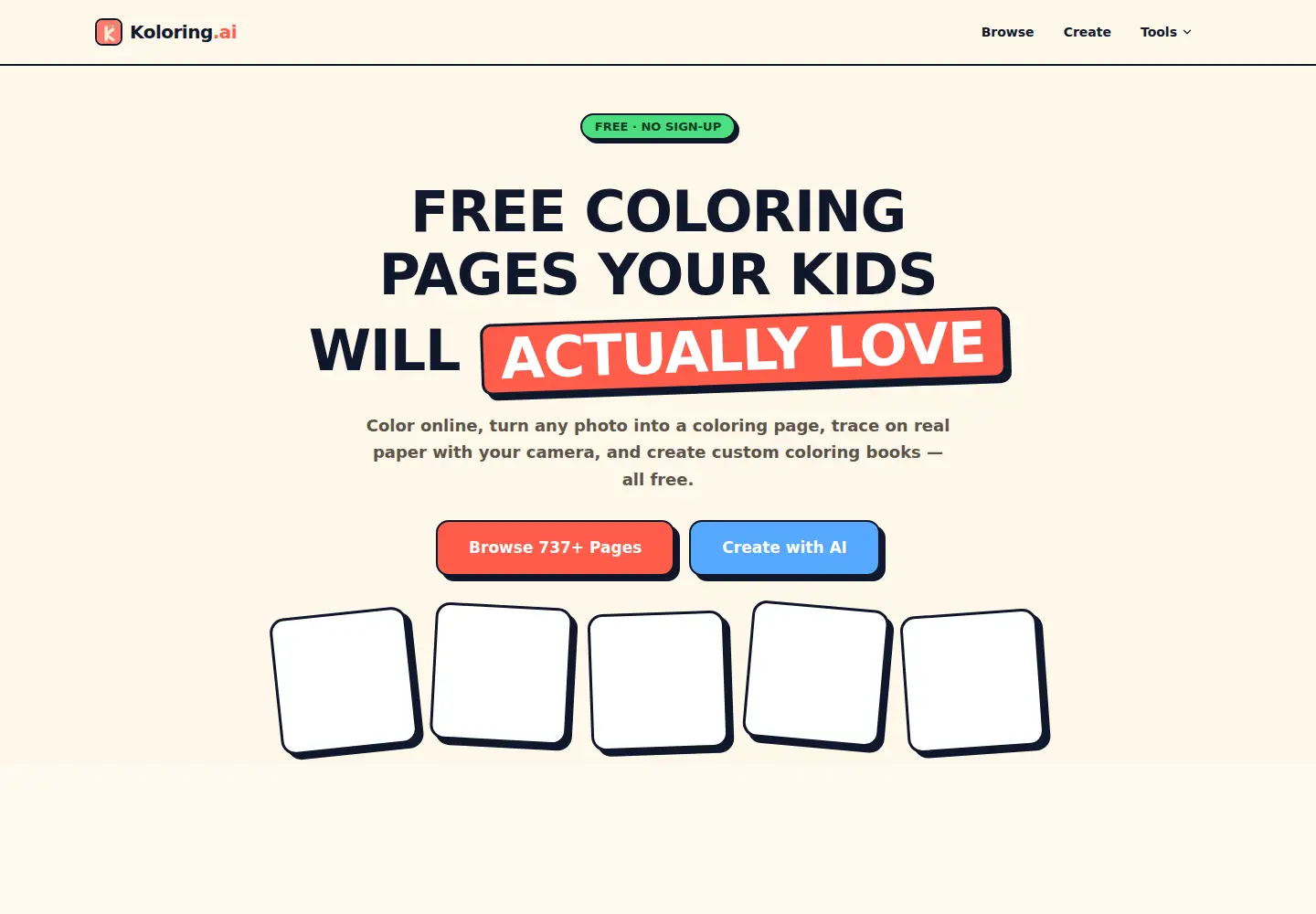 Captured homepage of koloring.ai in the current scan