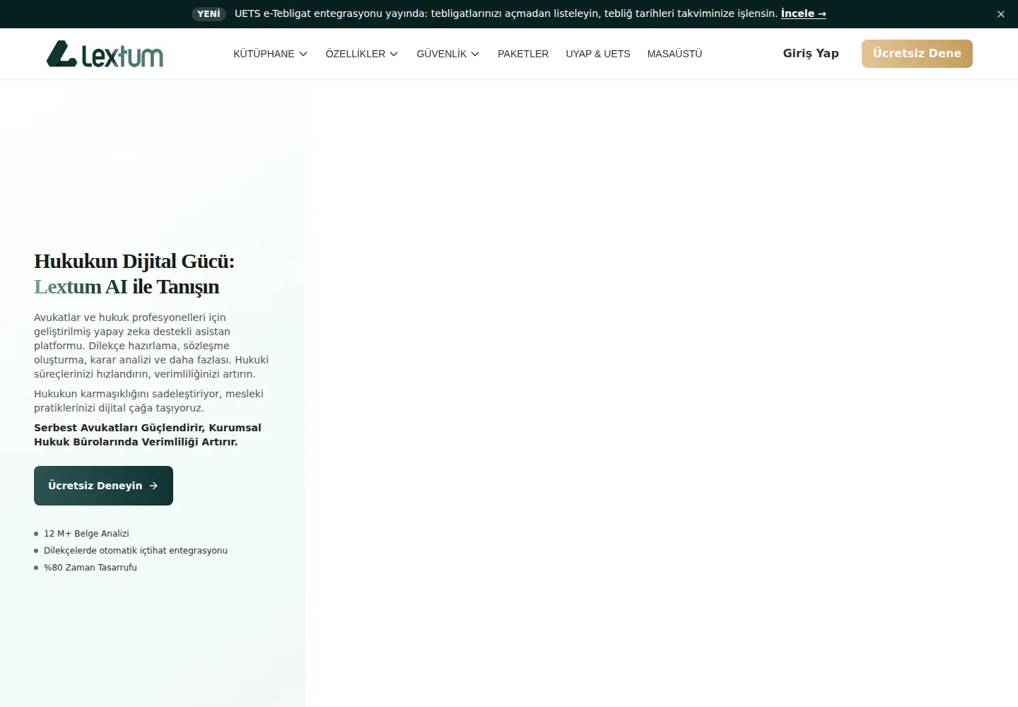 Captured homepage of lextum.ai in the current scan
