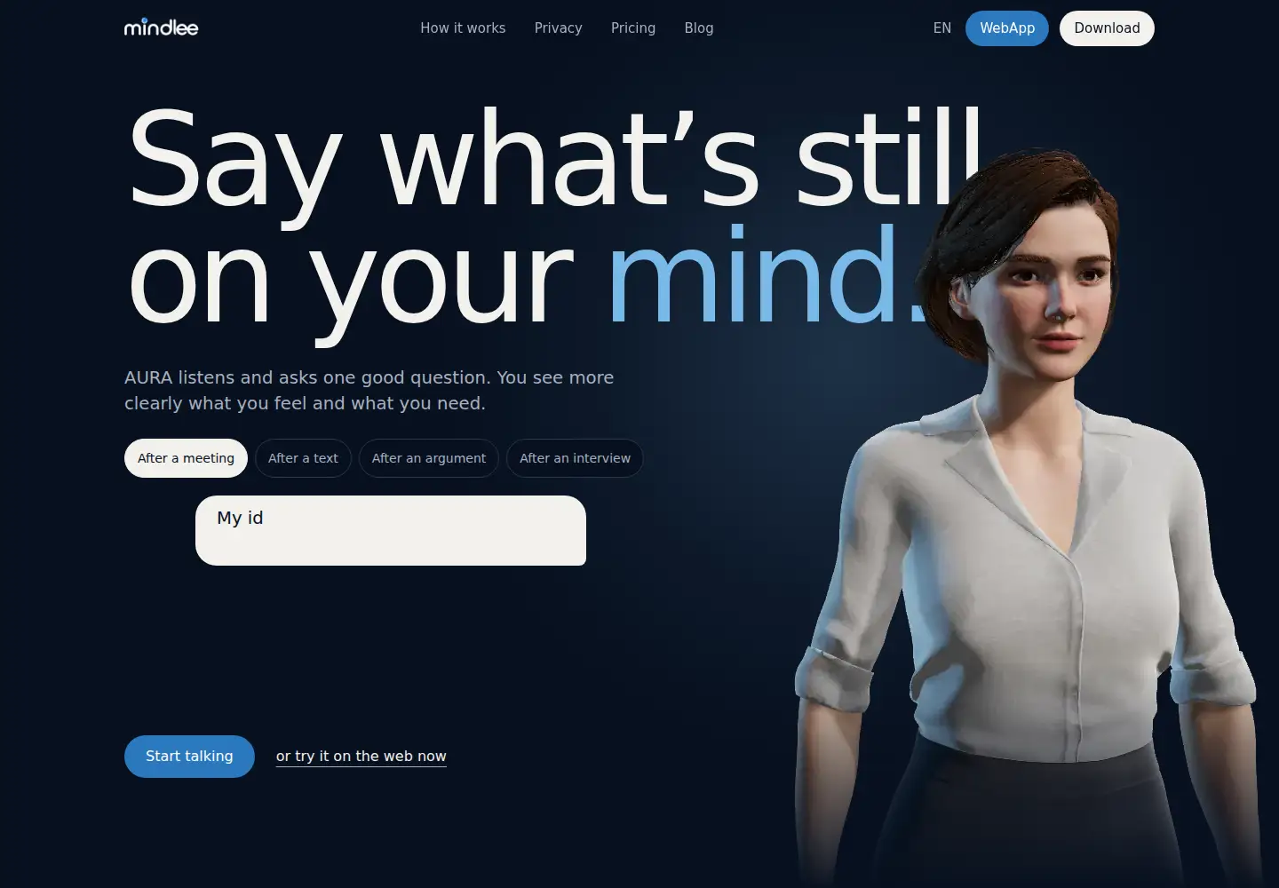 Screenshot of mindlee.ai
