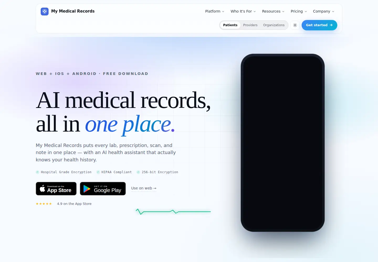Screenshot of mymedicalrecords.ai